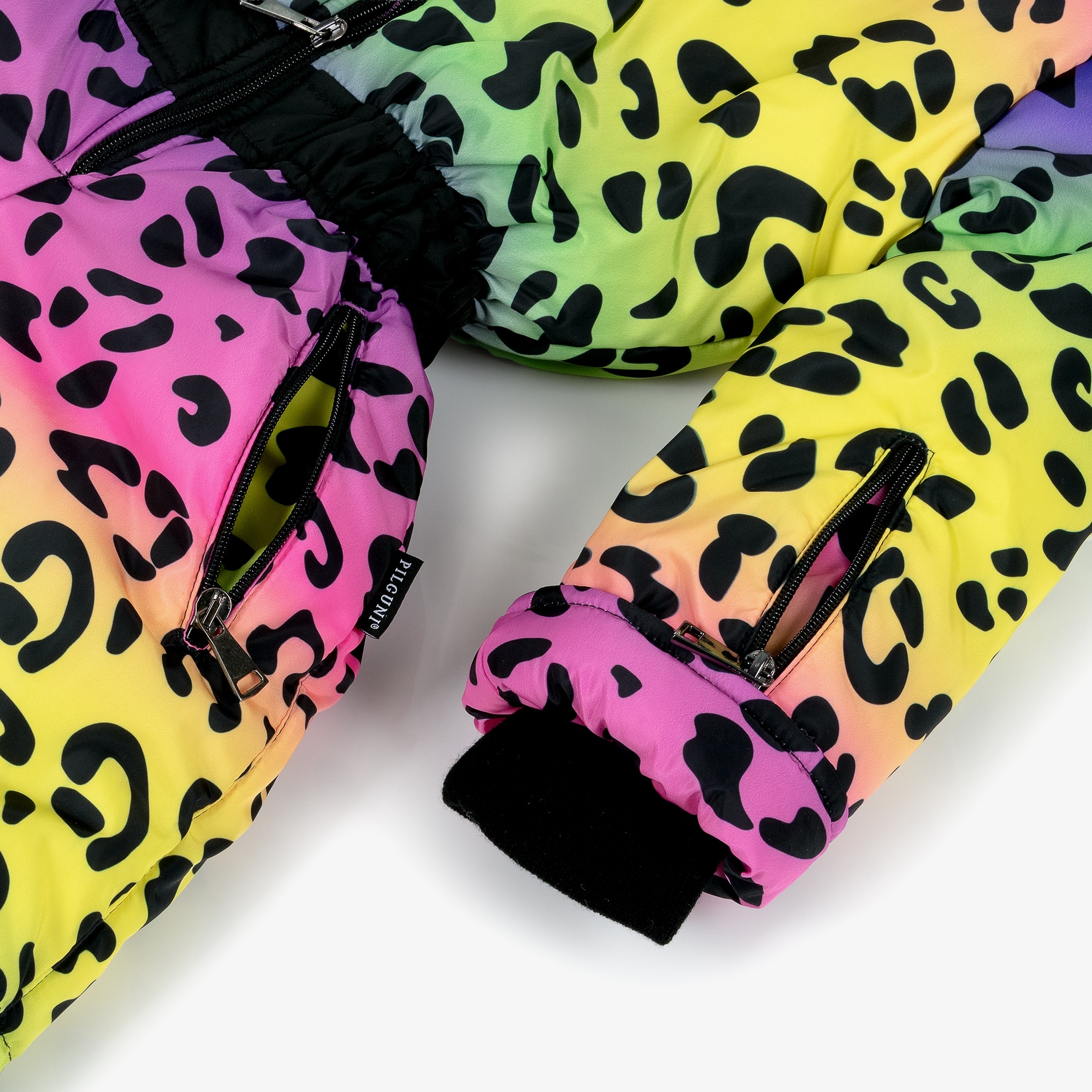 Girls Bright Yellow & Pink Leopard Print Snowsuit - View 5