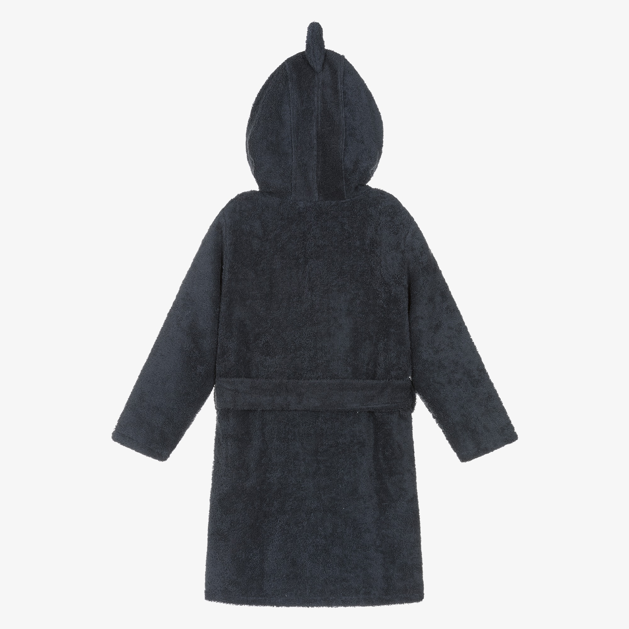 Dark Blue Cotton Towelling Shark Bathrobe - View 2