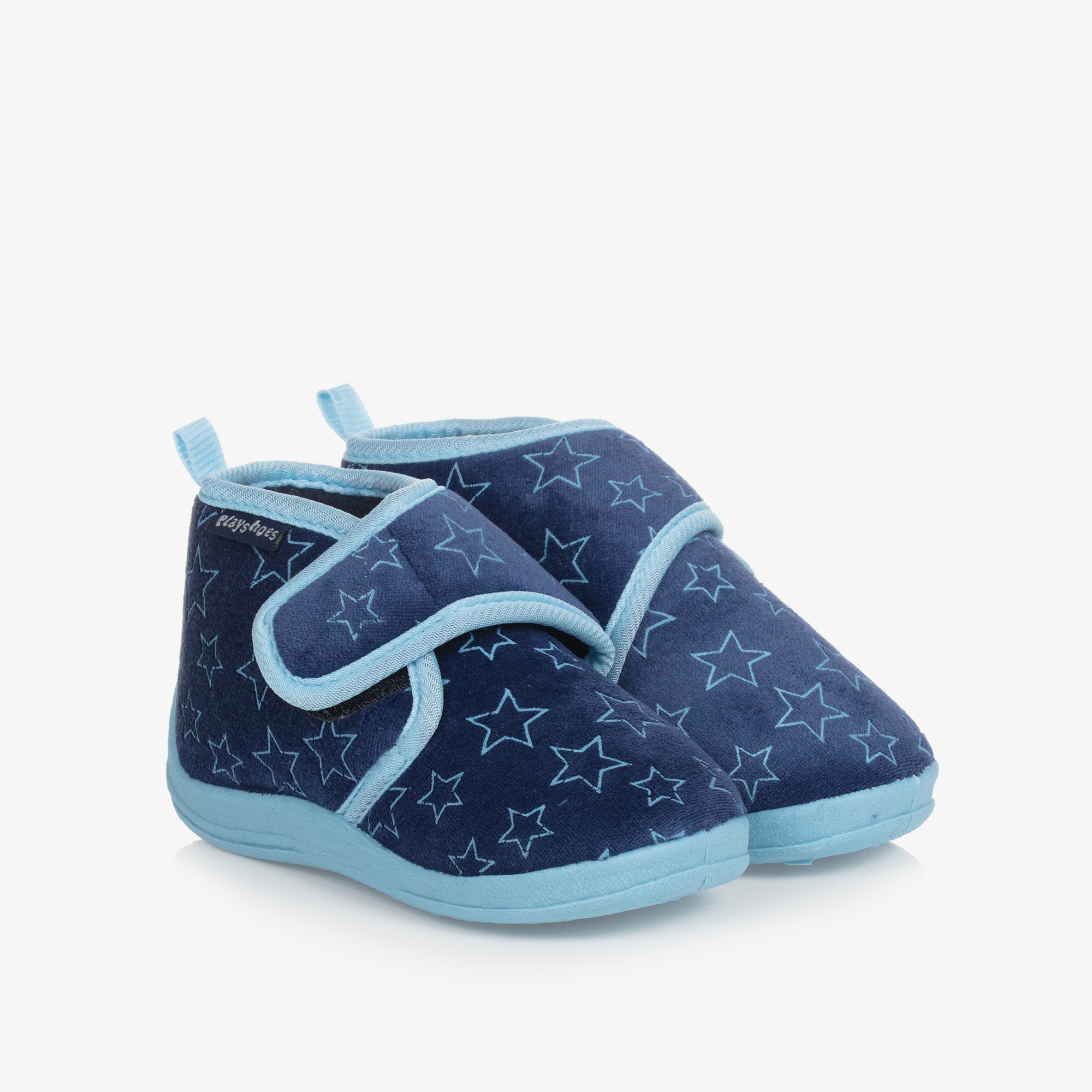 Blue Star Velour Slippers - View 1