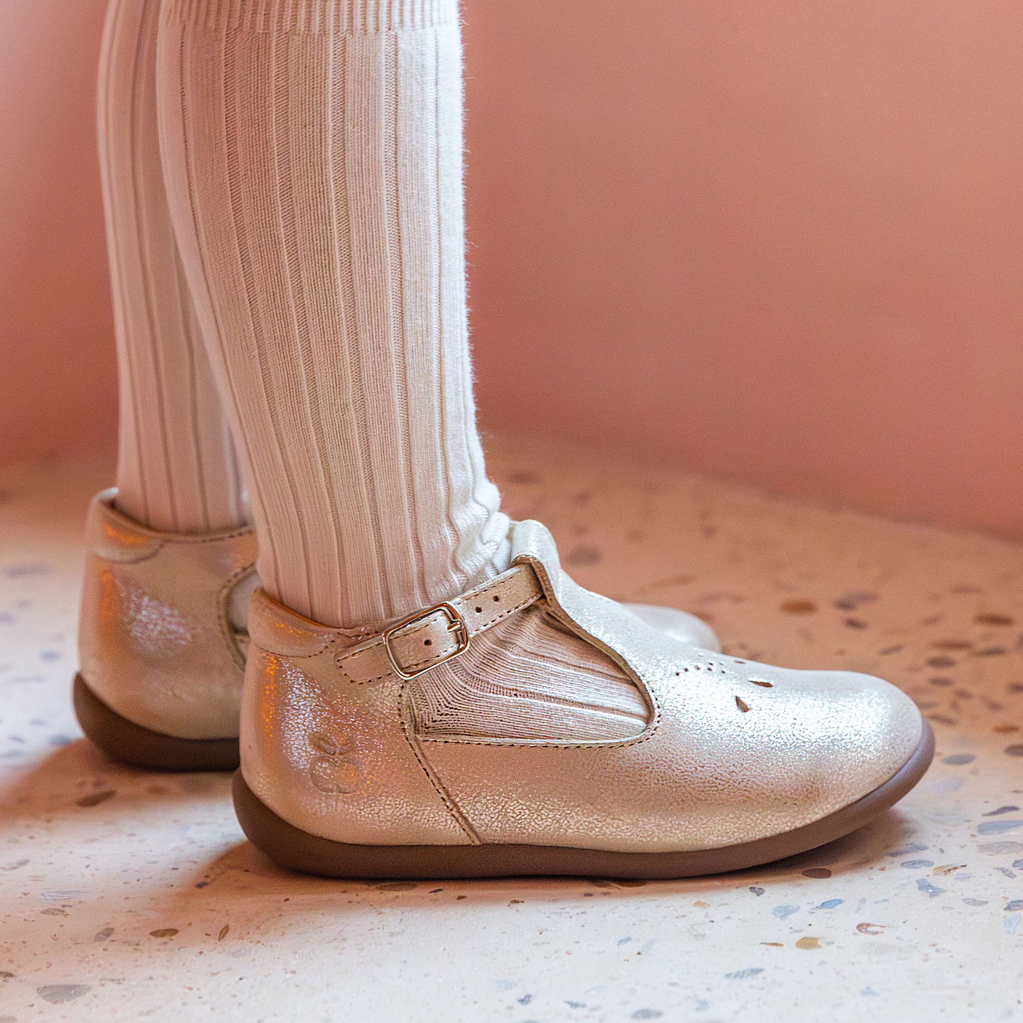 Girls White Leather First Walker Shoes - View 2