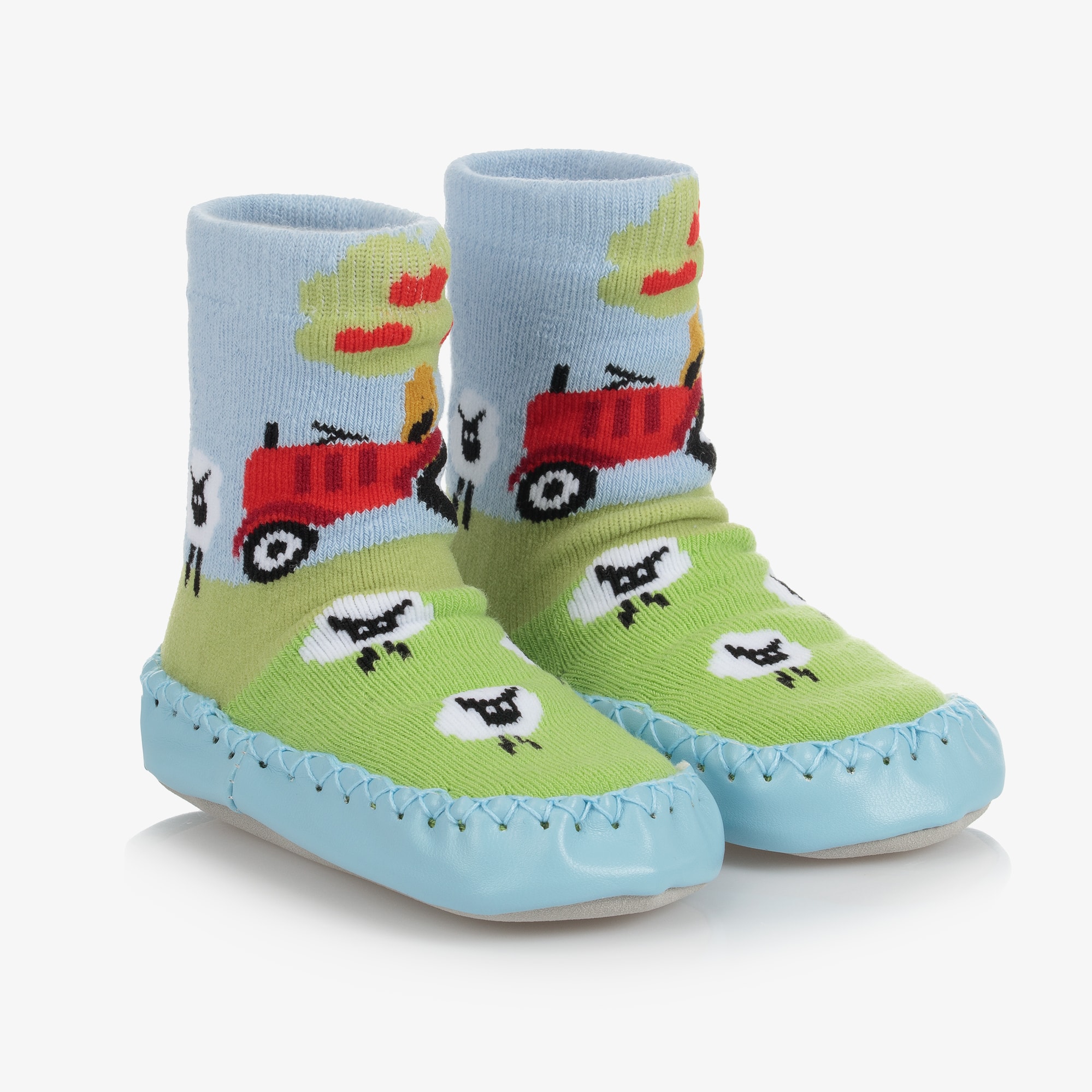 Blue Tractor Slipper Socks - View 1