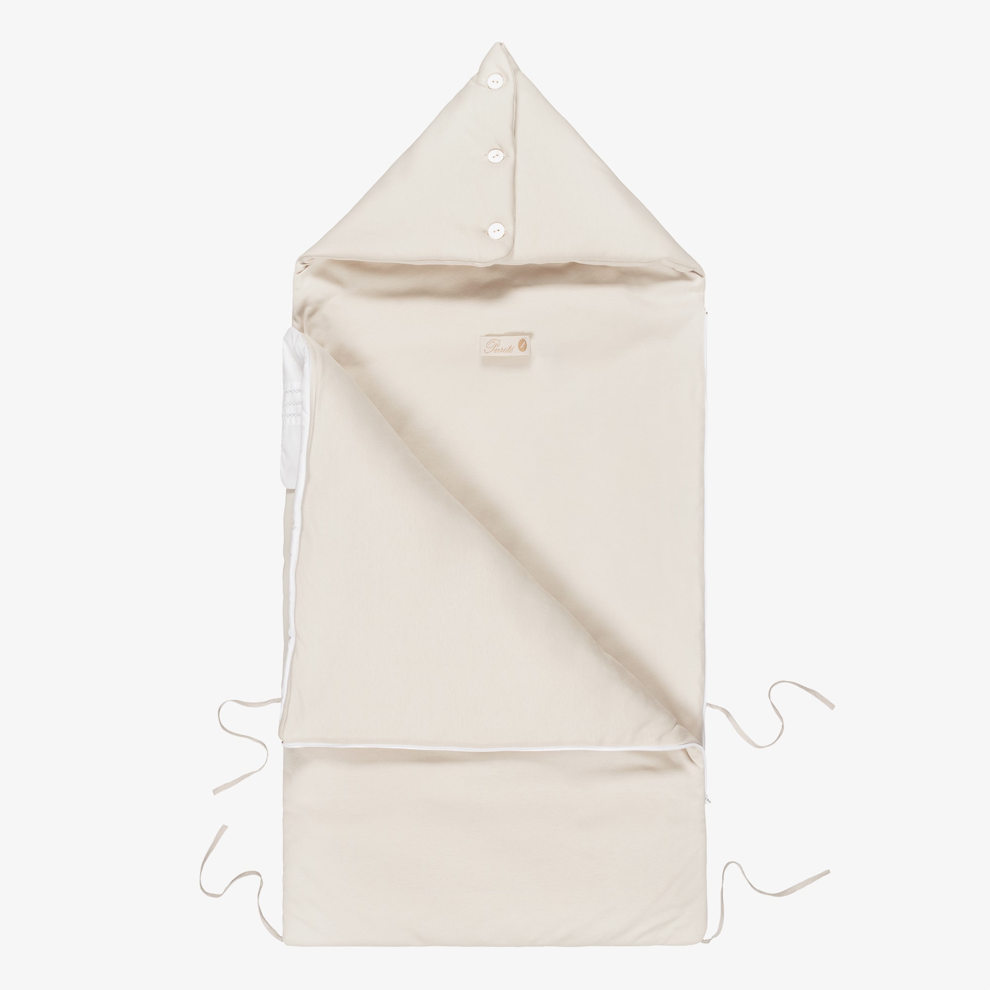 Beige Cotton Jersey Embroidered Baby Nest (90cm) - View 4