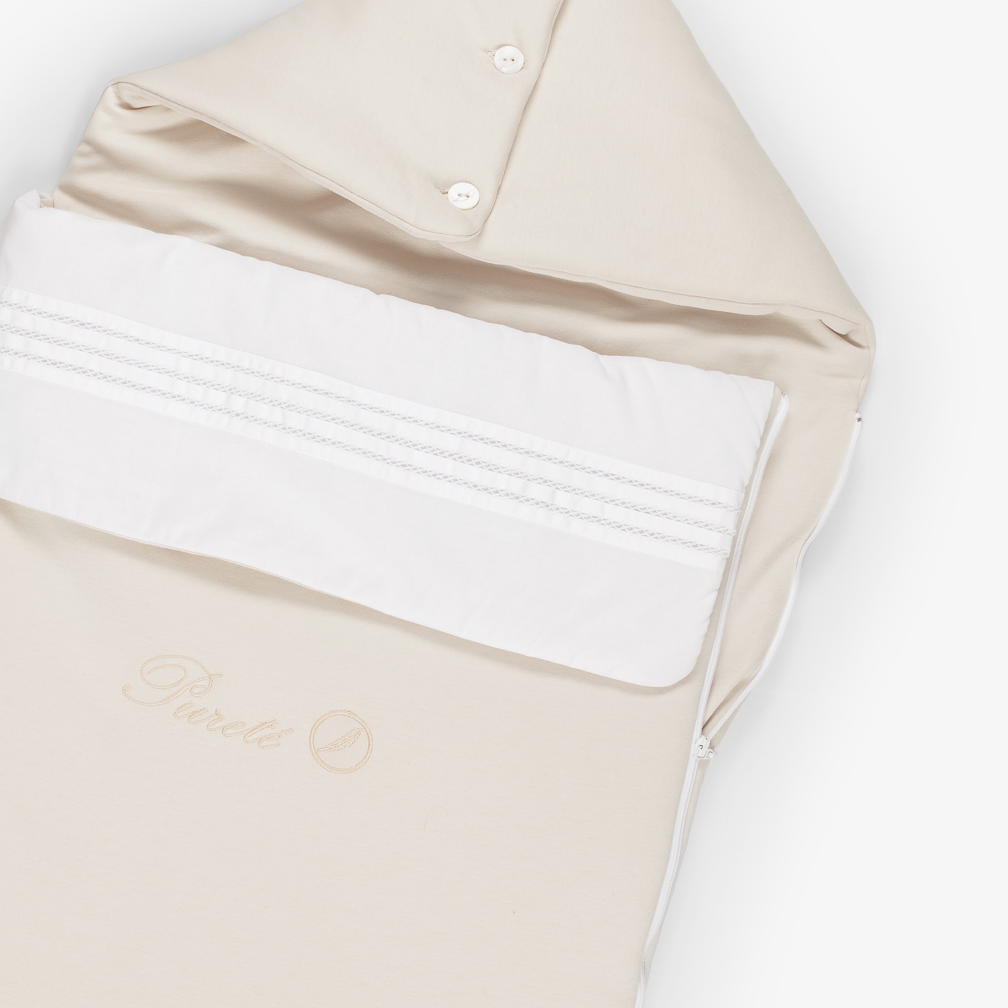 Beige Cotton Jersey Embroidered Baby Nest (90cm) - View 5