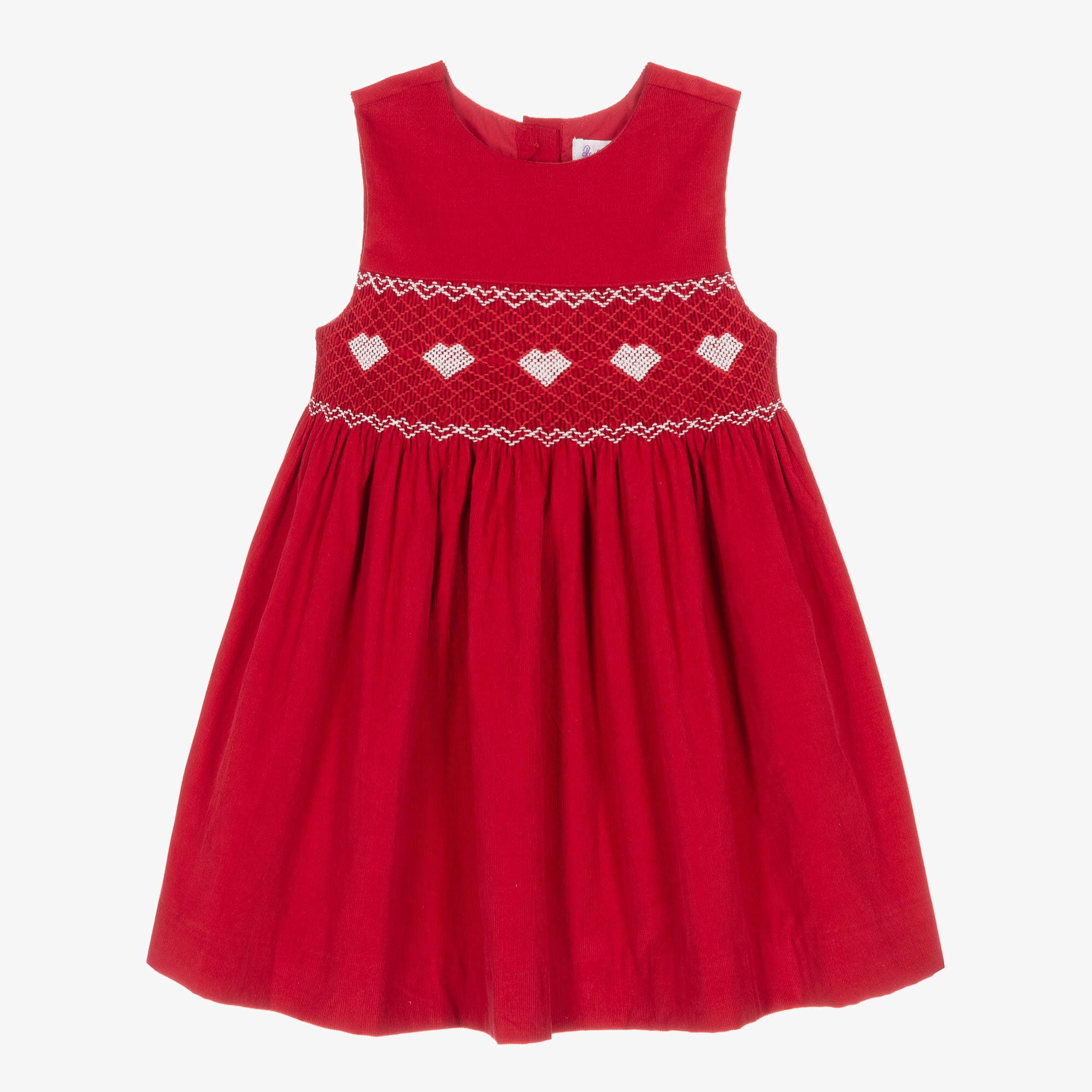 Girls Red Hand-Smocked Dress - View 1