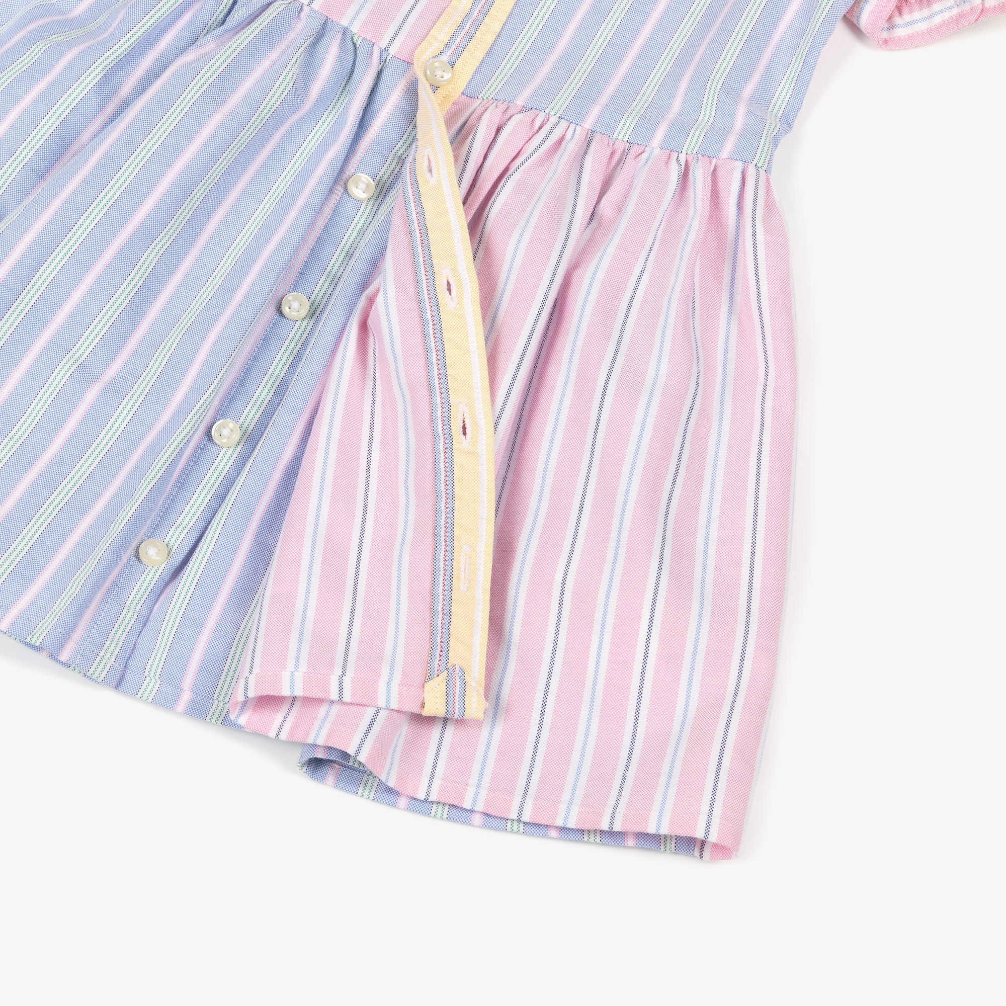 Baby Girls Pink & Blue Colourblock Stripe Cotton Dress - View 4