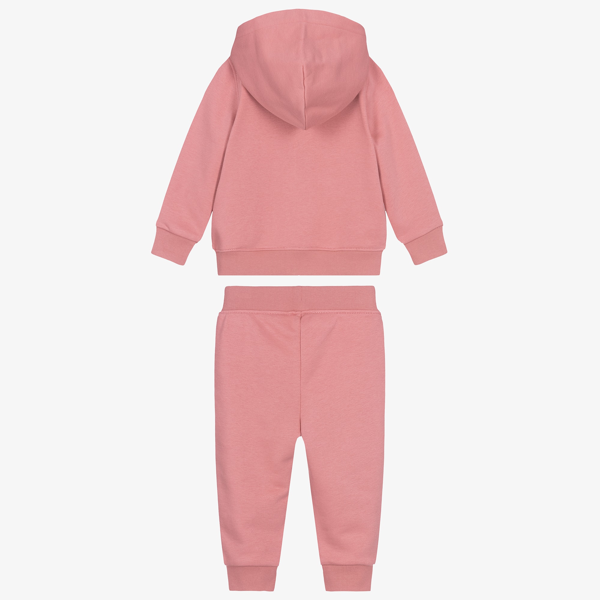 Baby Girls Pink Cotton Ruffle Tracksuit with Pony Logo - View 3