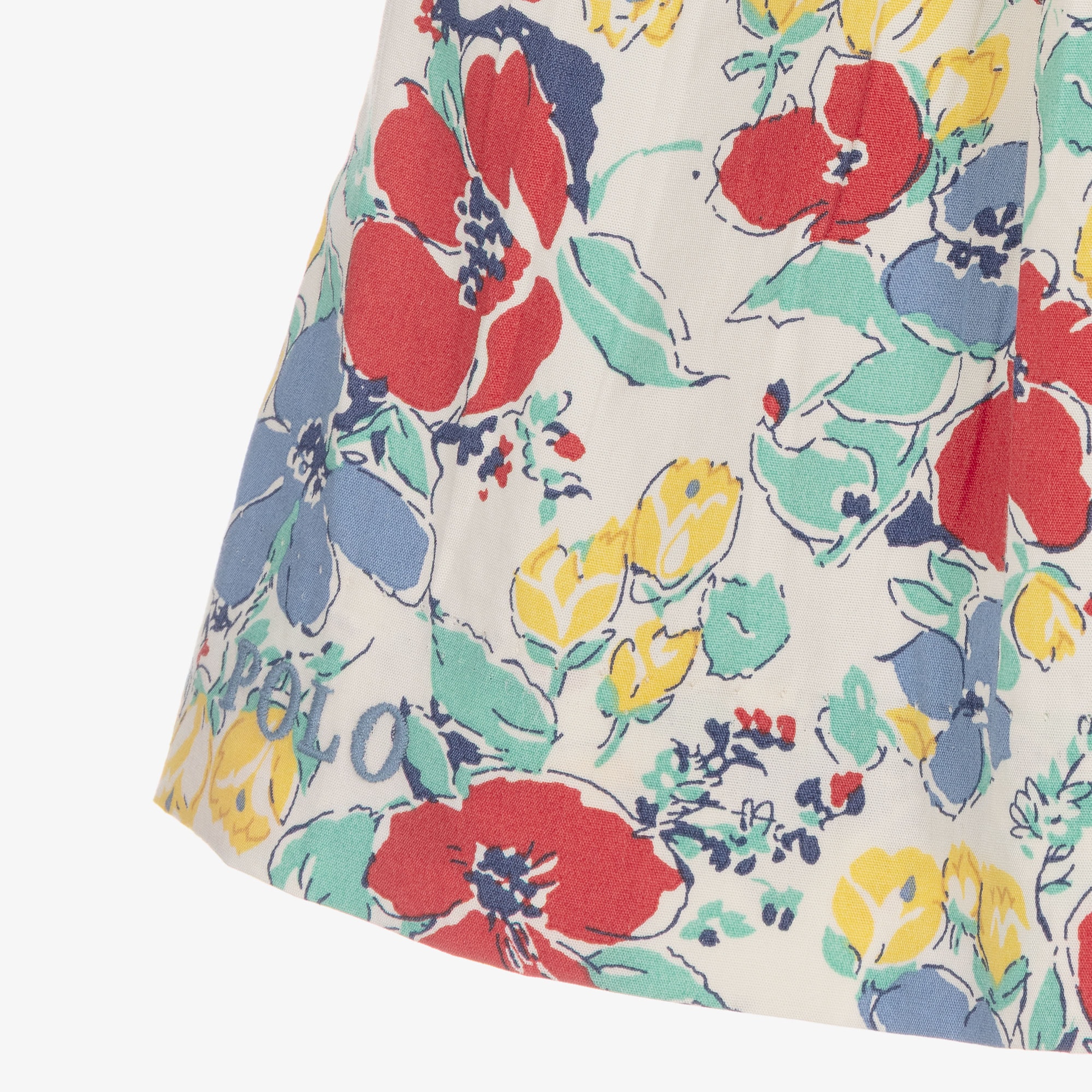 Baby Girls Red & Blue Cotton Floral Dress - View 4