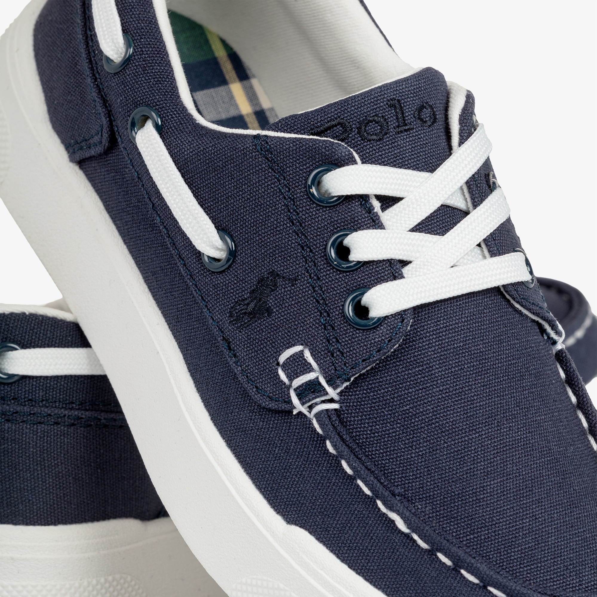 Boys Navy Blue Canvas Lace-Up Deck Shoes - View 5