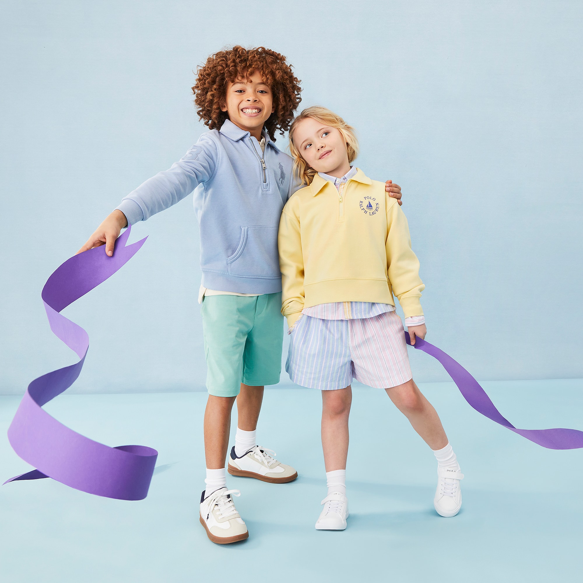 Boys White Lace Up Trainers with Beige Trims & Pony Logo - View 2