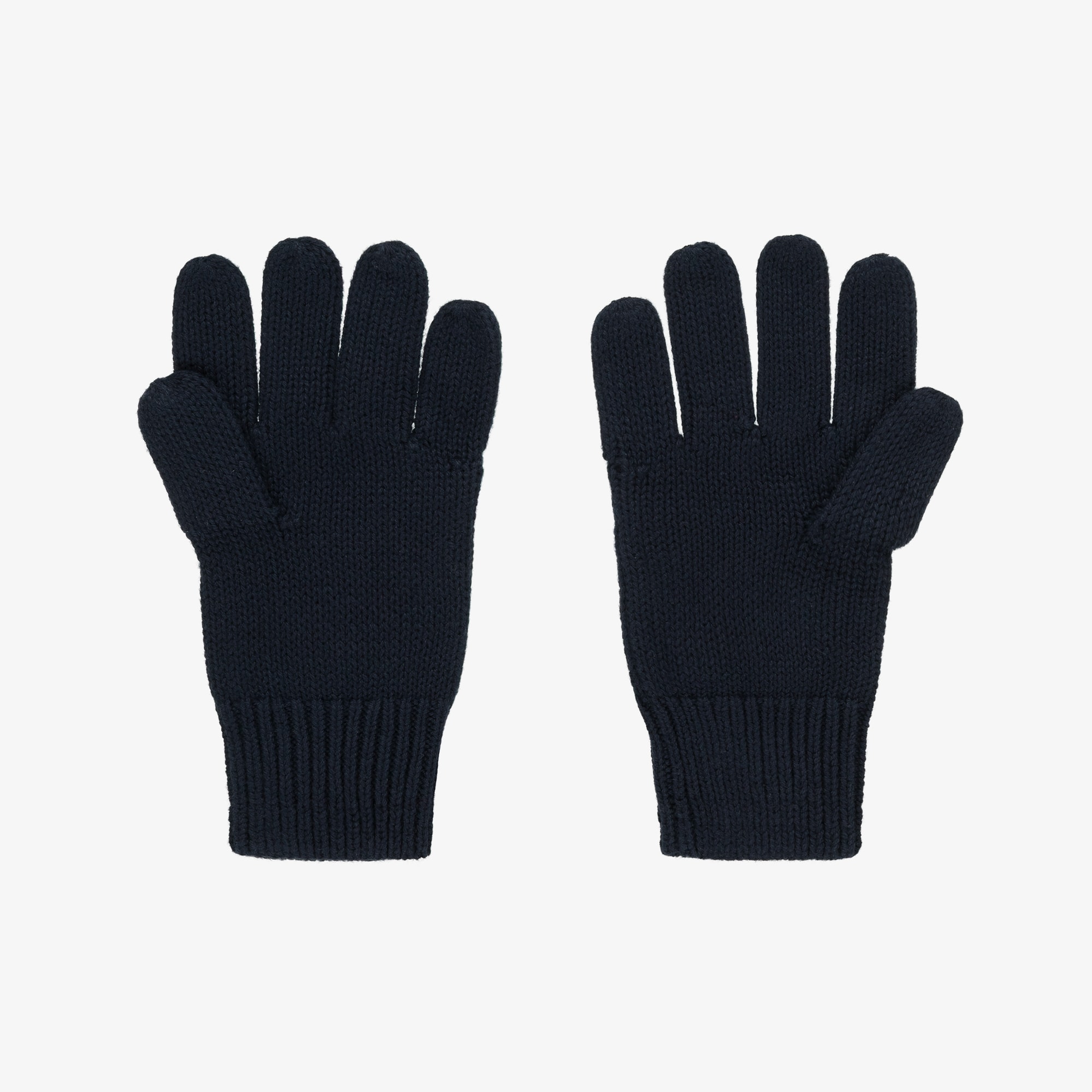 Navy Blue Cotton Cable Knit Gloves - View 2
