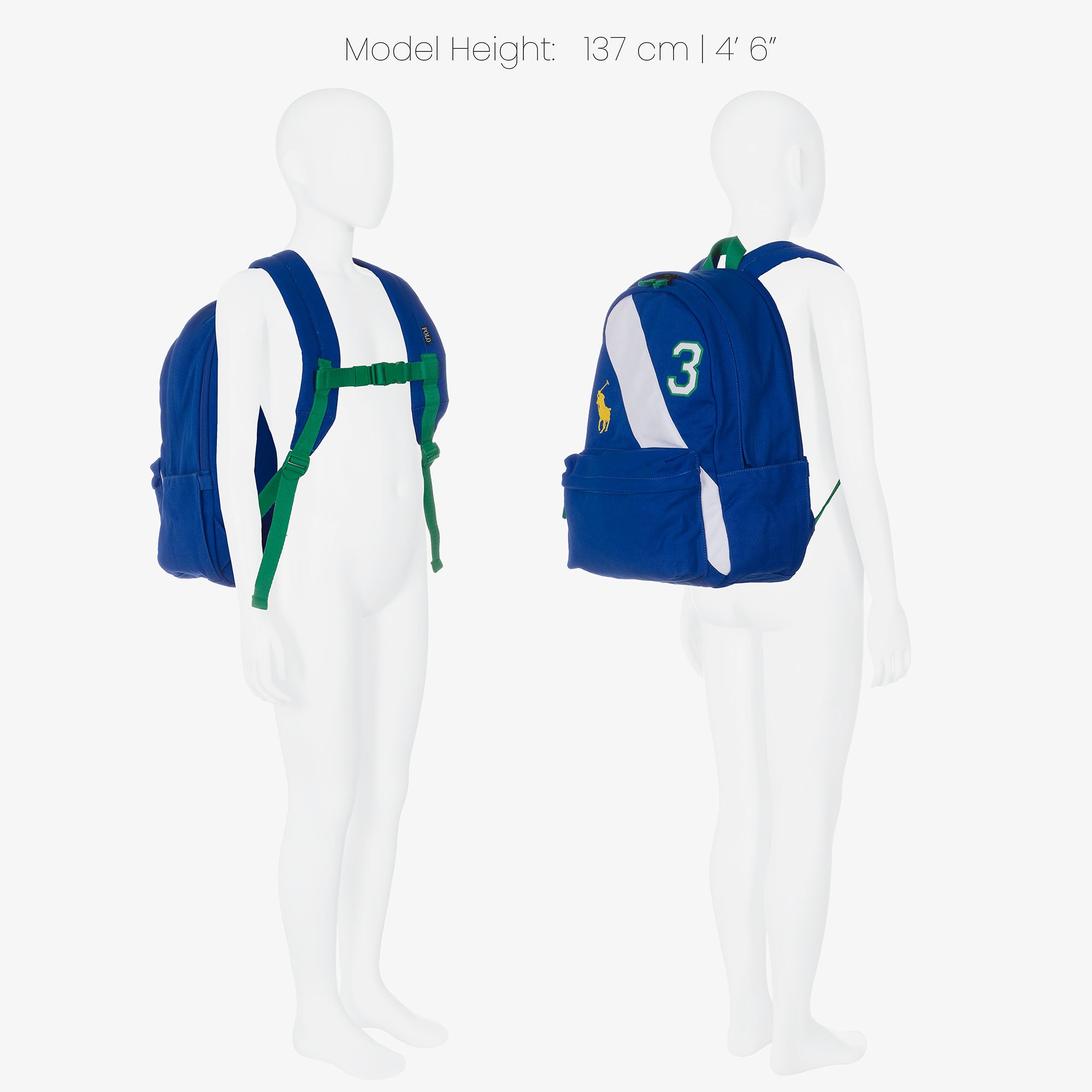 Royal Blue Backpack with Big Pony Embroidery (45cm) - View 2