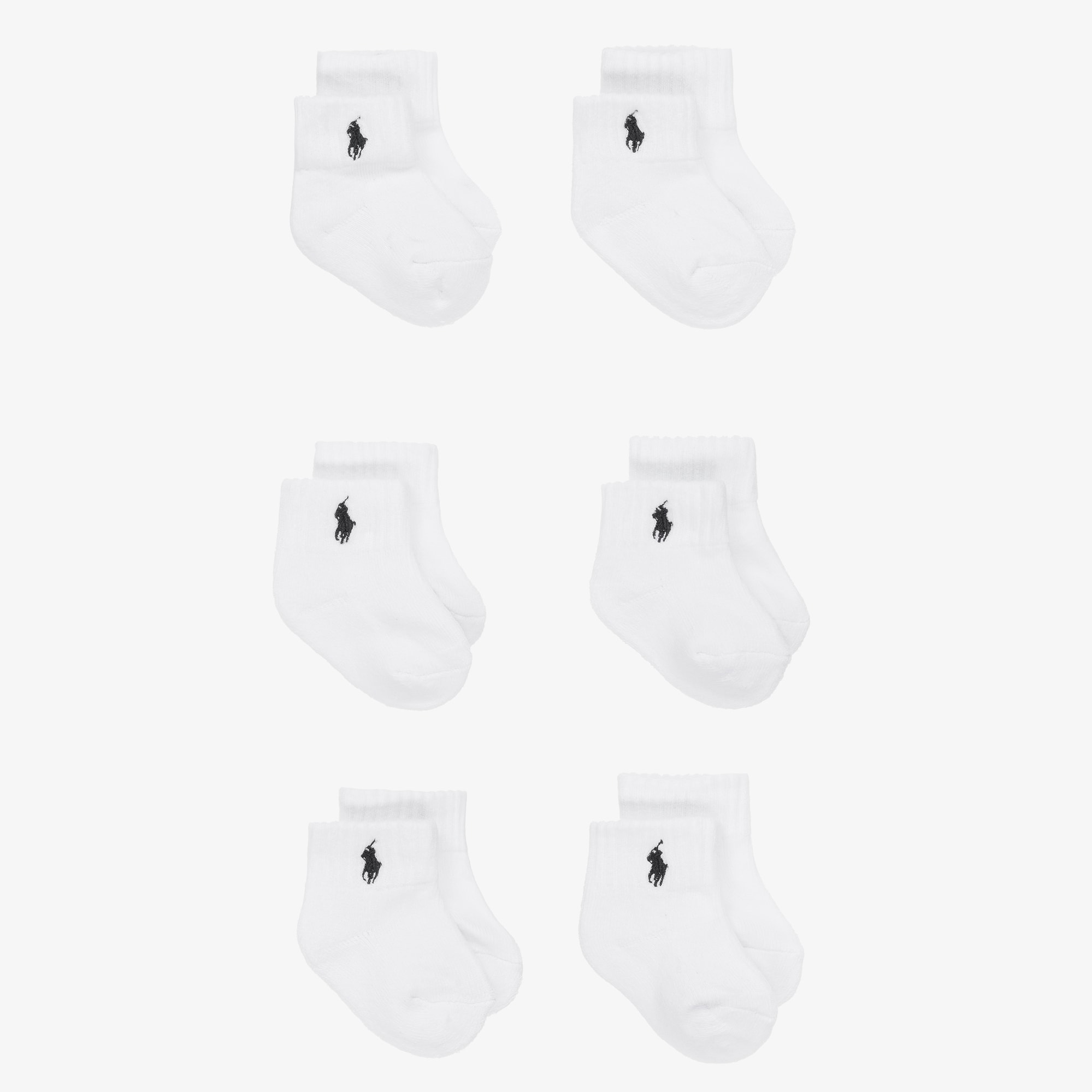 White Cotton Baby Socks with Pony Logo (6 Pack) - View 1
