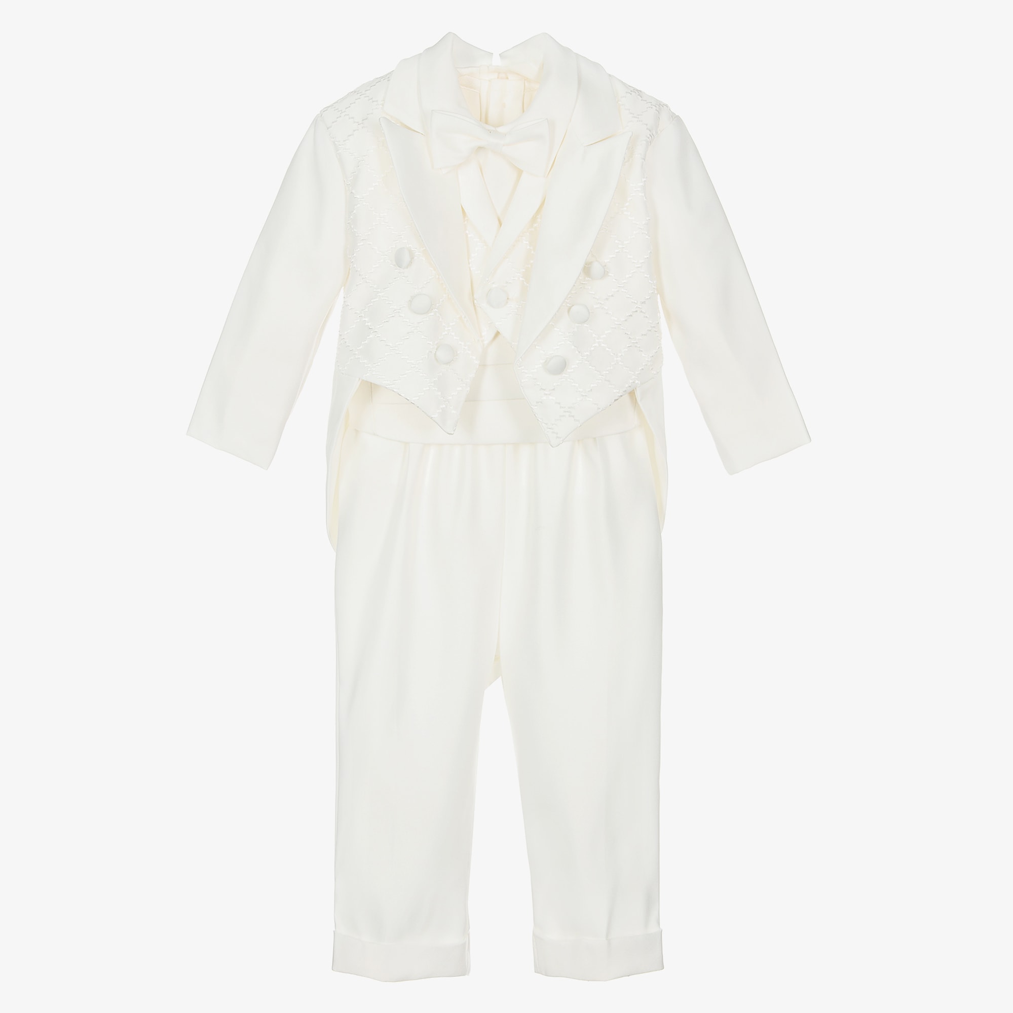 Baby Boys Ivory Tuxedo Suit - View 1