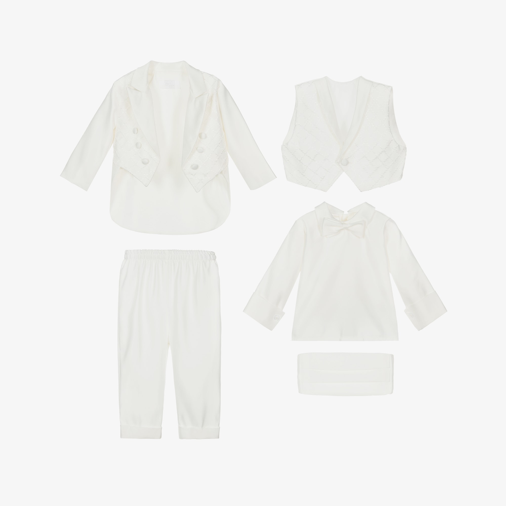 Baby Boys Ivory Tuxedo Suit - View 3