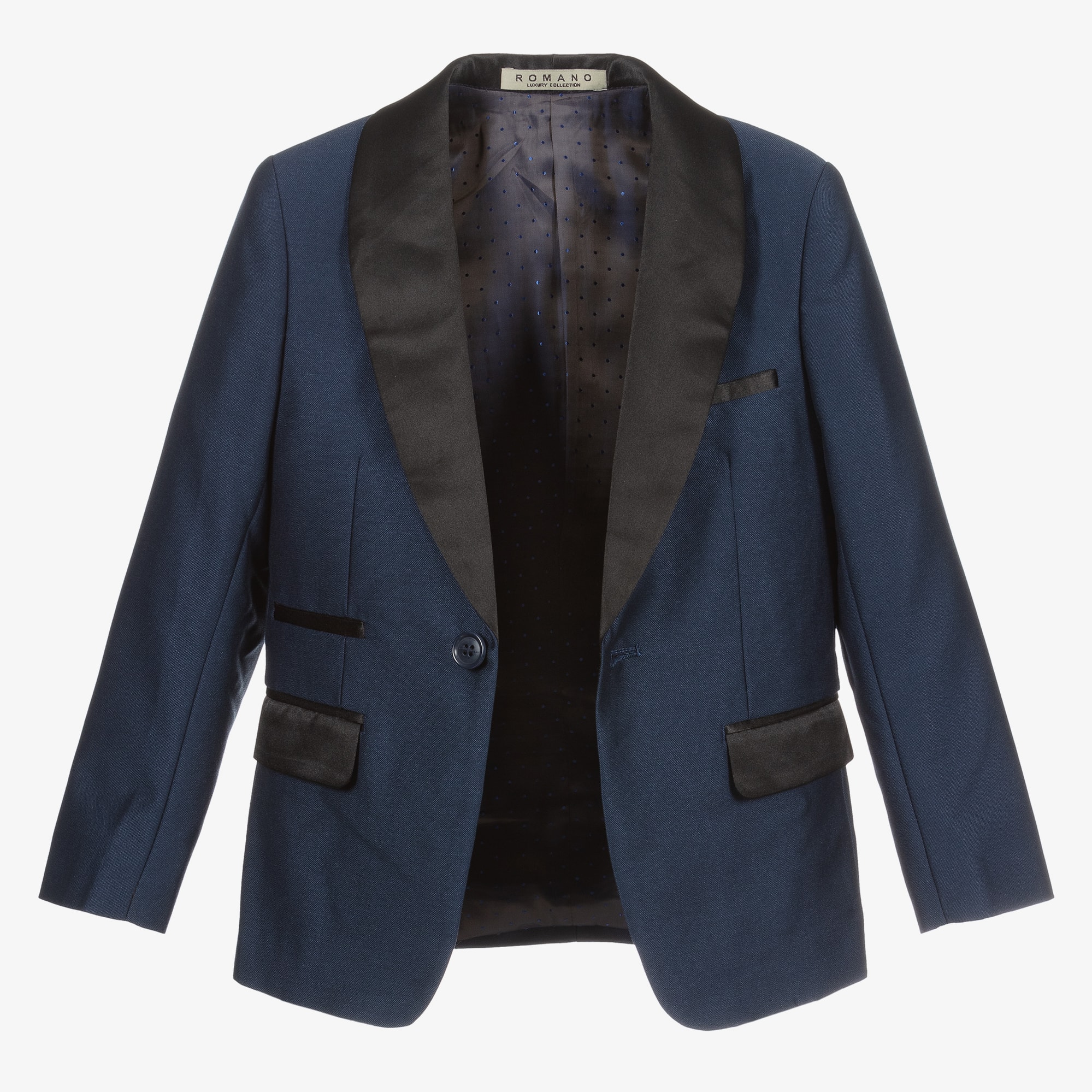 Boys Navy Blue Satin Suit - View 5