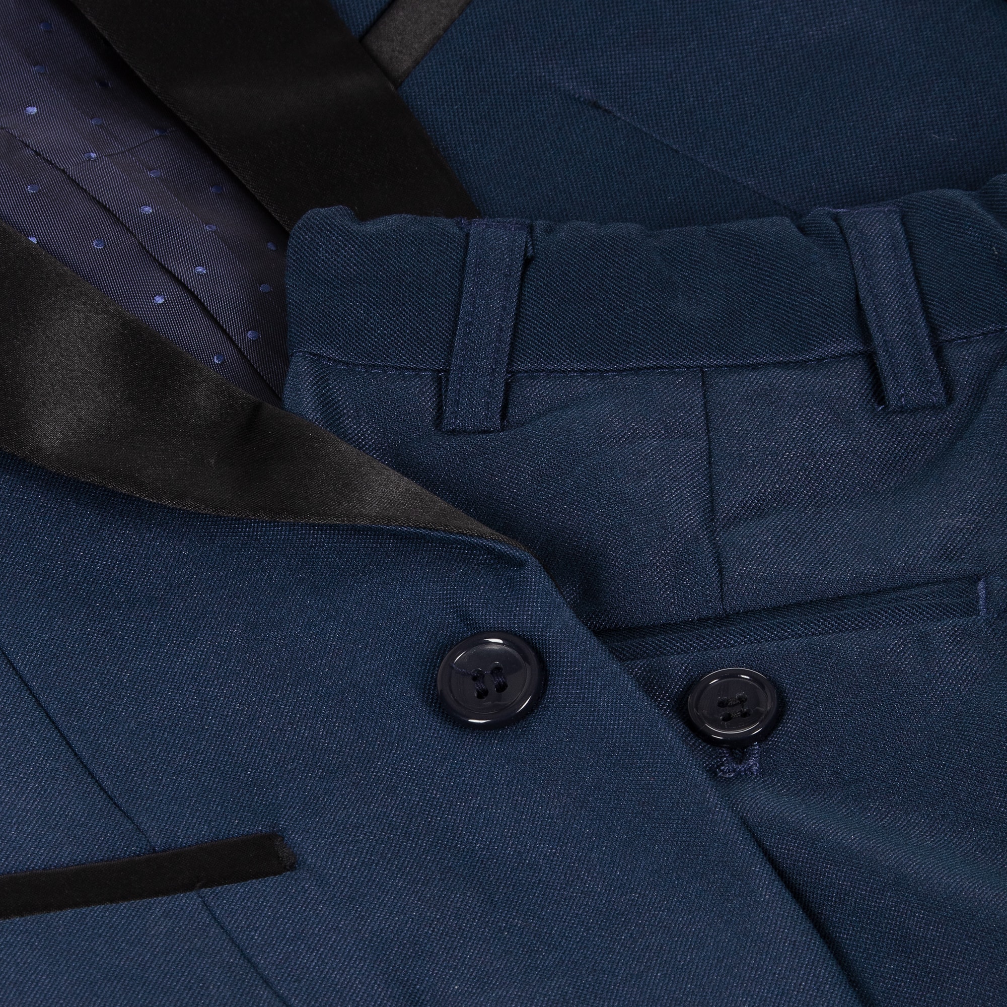Boys Navy Blue Satin Suit - View 7