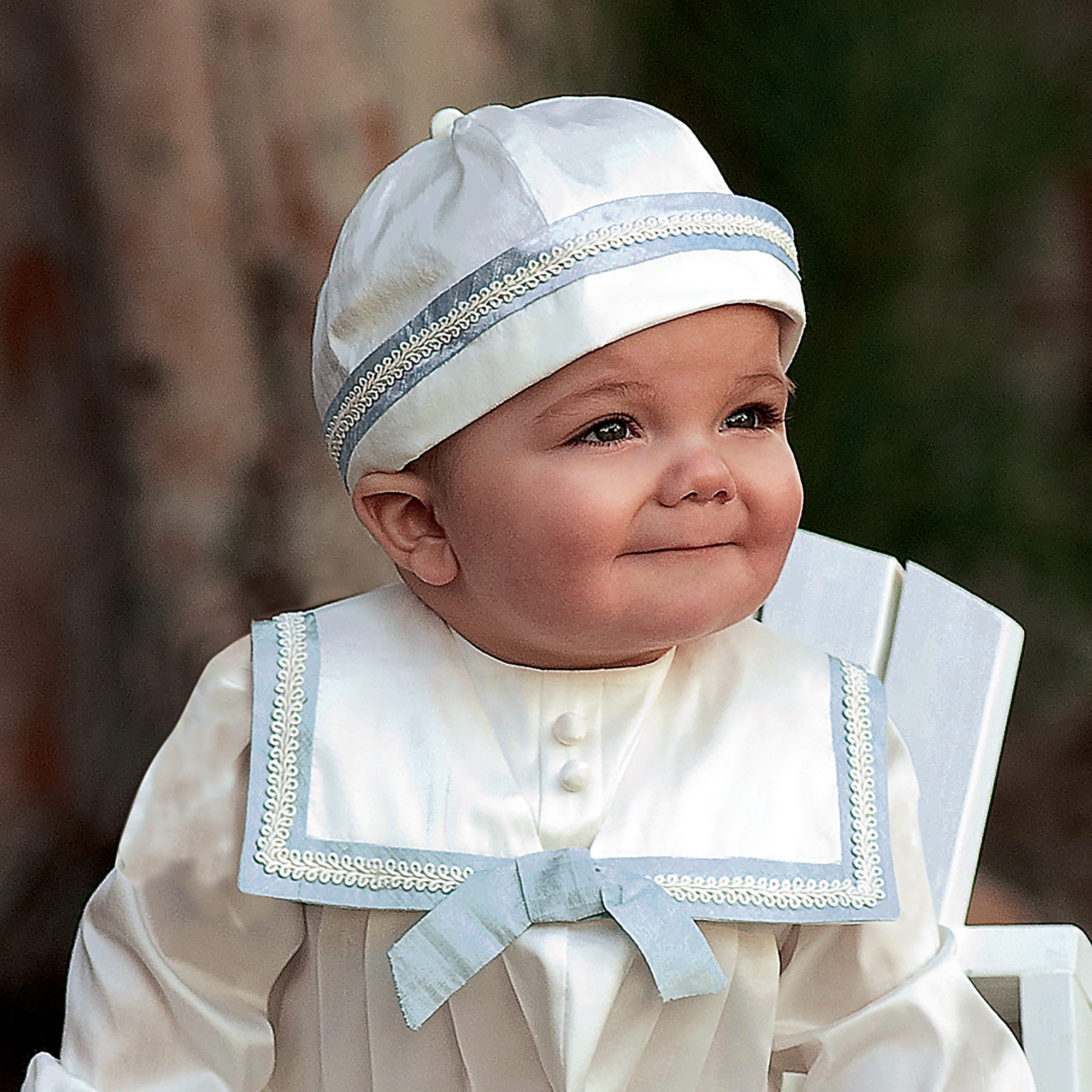 Boys Ivory Silk Babysuit Set - View 2