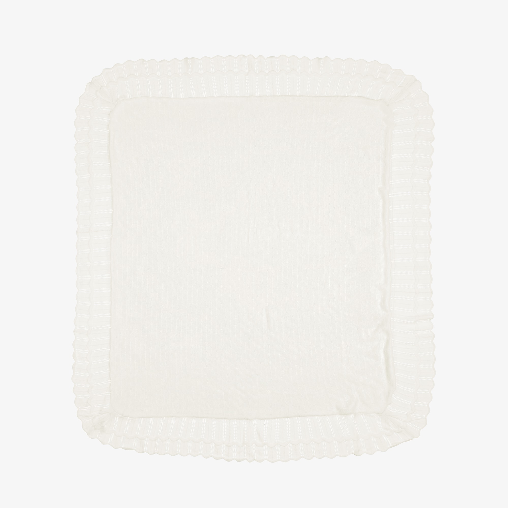 Ivory Knitted Baby Shawl with Scallop Edges (120cm) - View 2