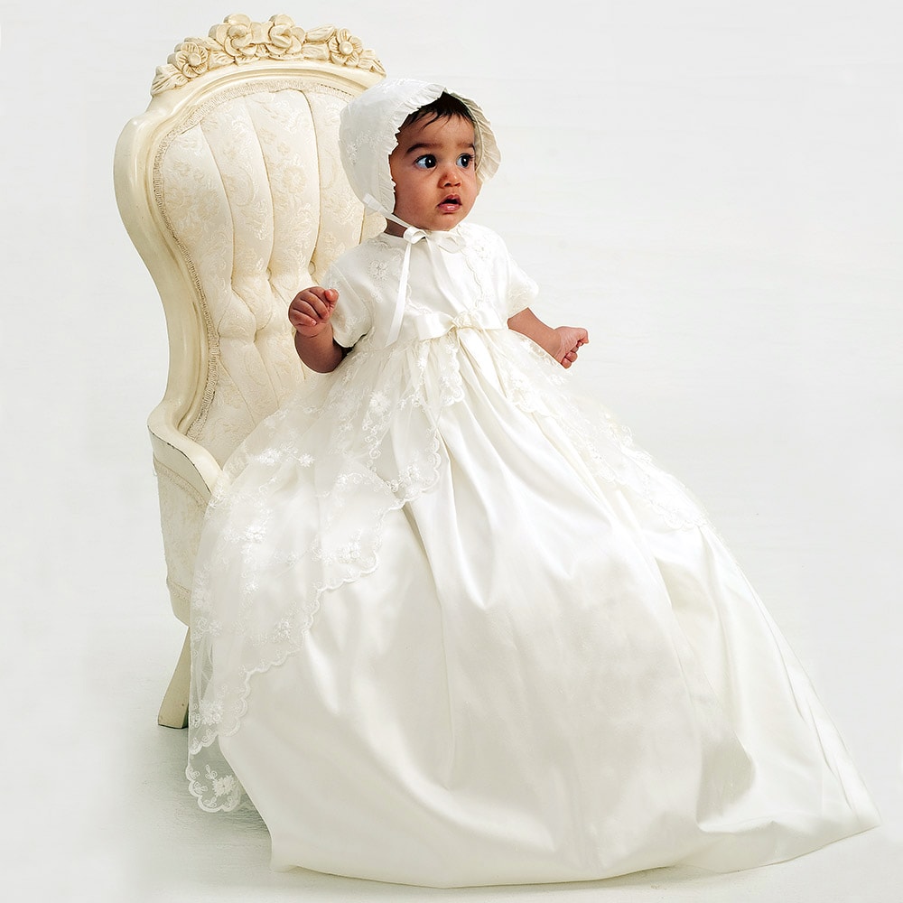 Ivory Silk & Lace Ceremony Gown Set - View 2