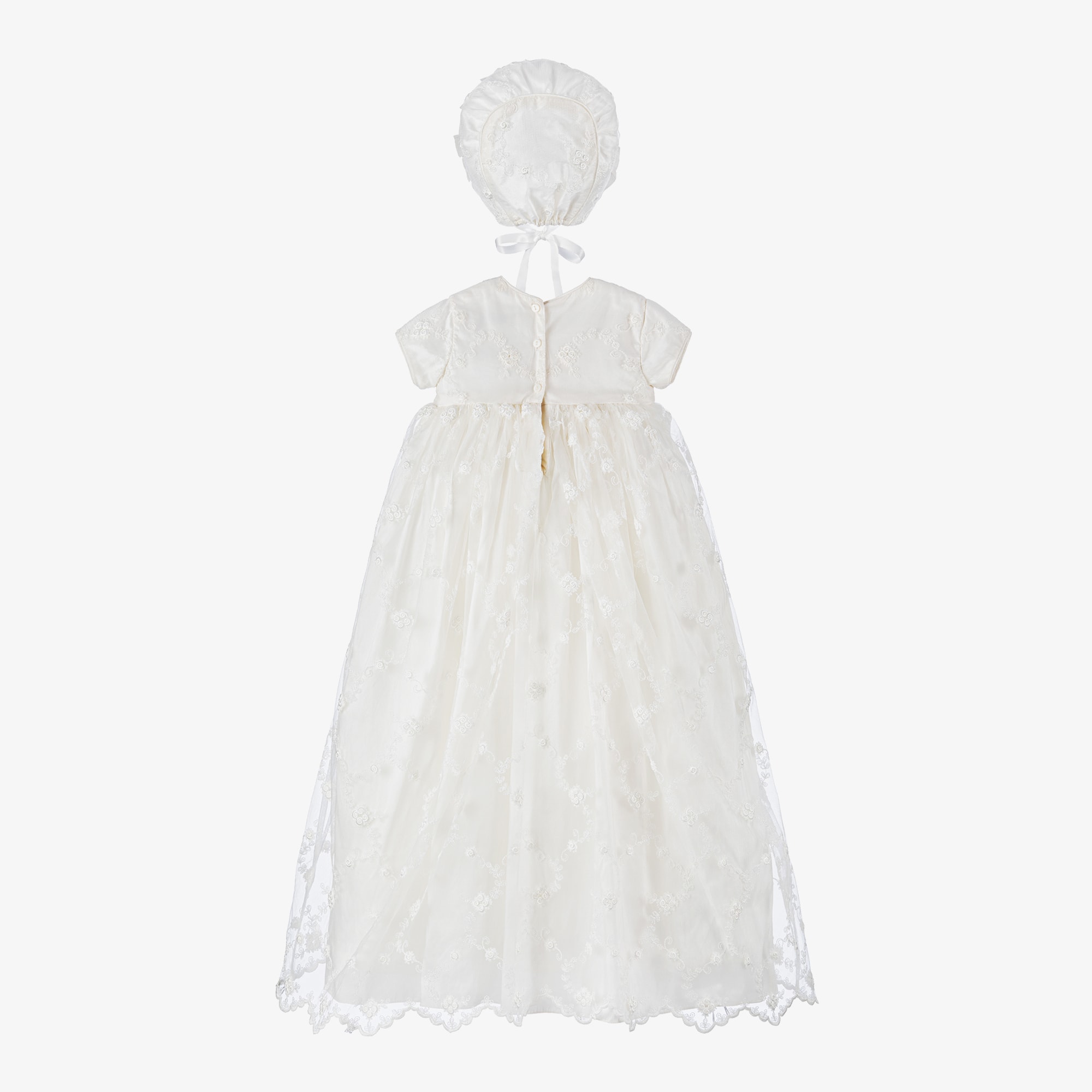 Ivory Silk & Lace Ceremony Gown Set - View 3