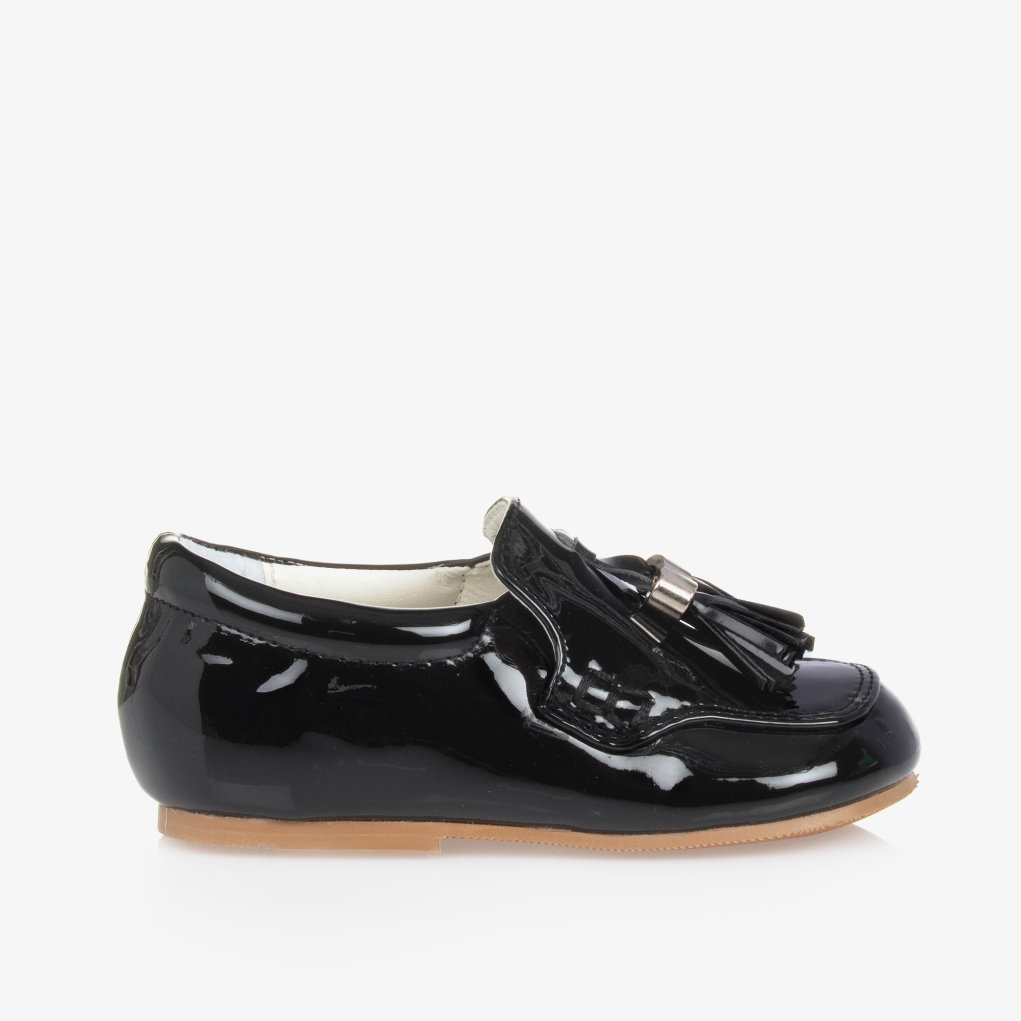 Boys Black Faux Patent Leather Loafers - View 4