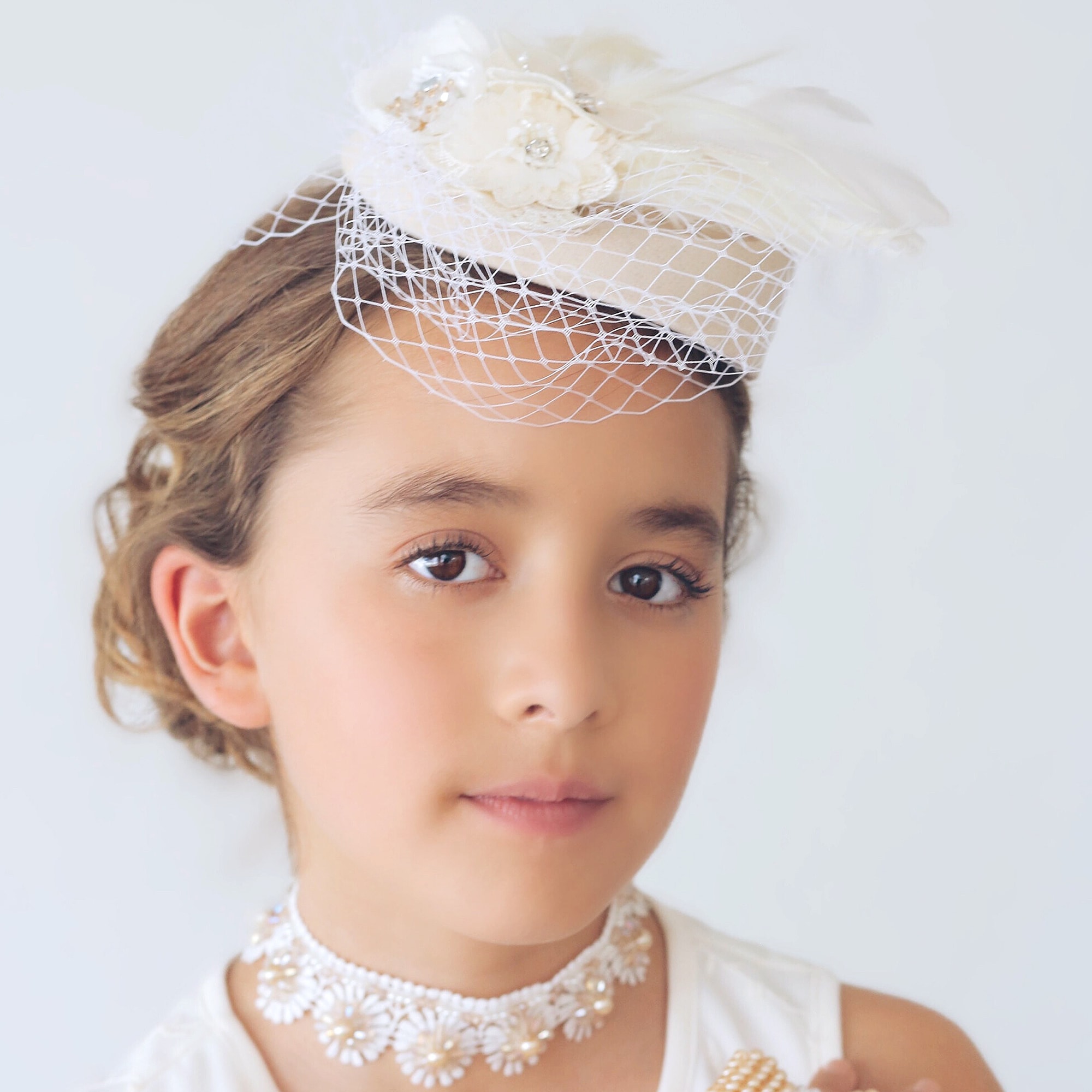 Beige & Ivory Occasion Hat - View 2