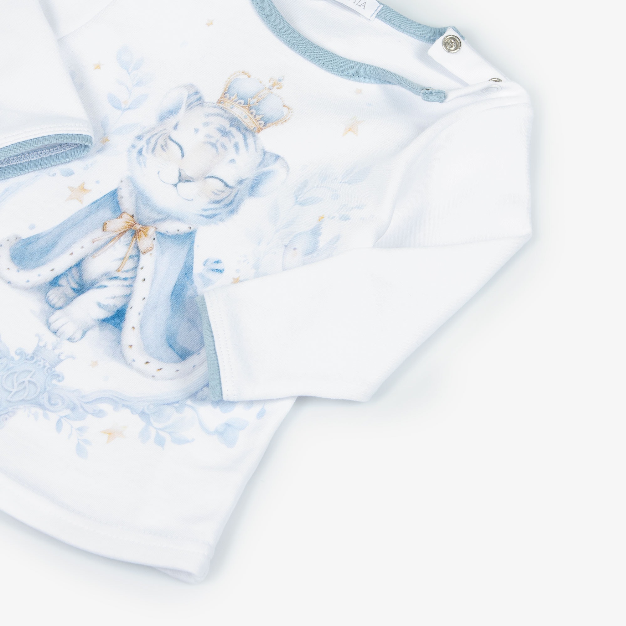 Boys Blue & White Cotton Jersey Monogram Logo Suit - View 6
