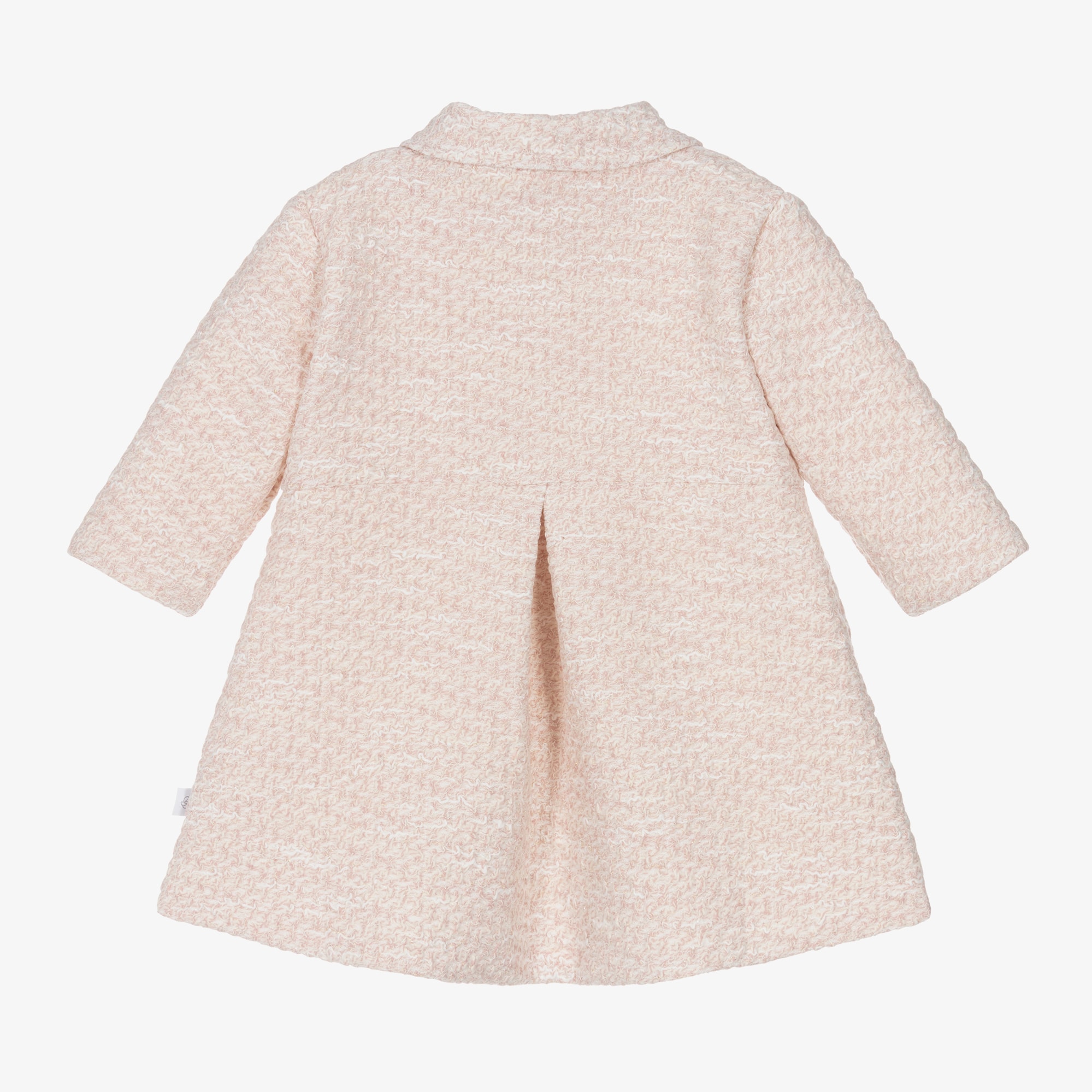 Girls Pink Cotton Tweed Coat - View 3