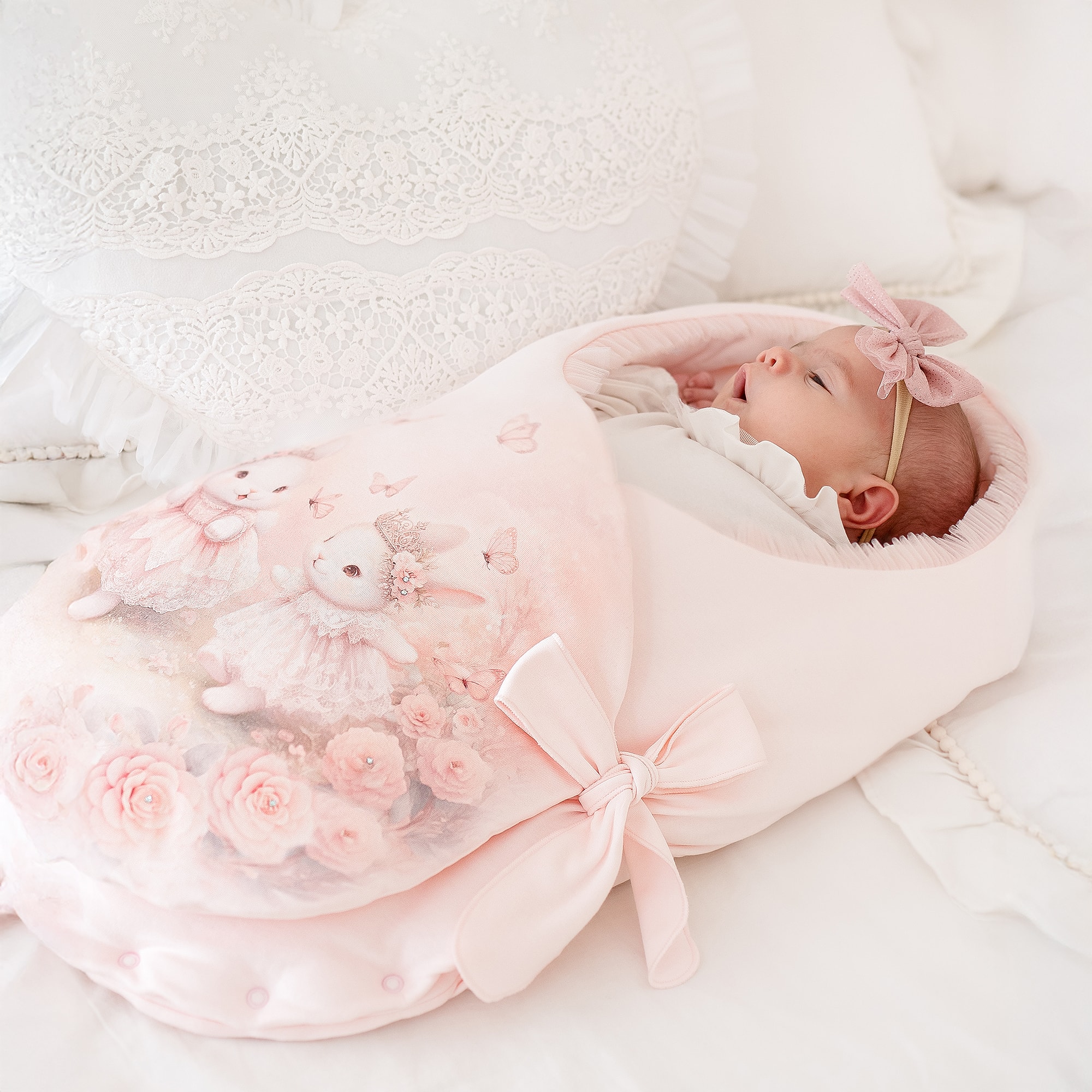 Pink Cotton Bunny Rabbit Padded Nest (68cm) - View 2