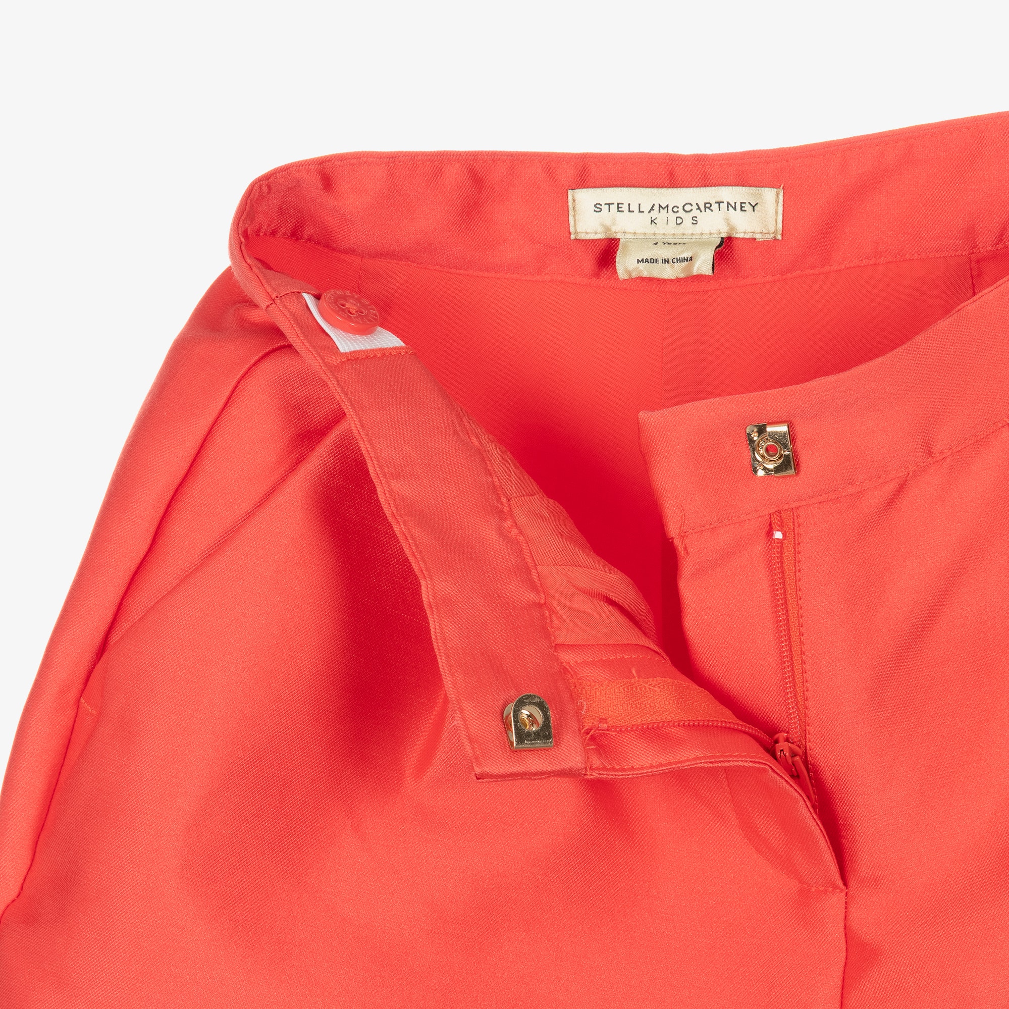 Girls Coral Red Satin Shorts - View 3