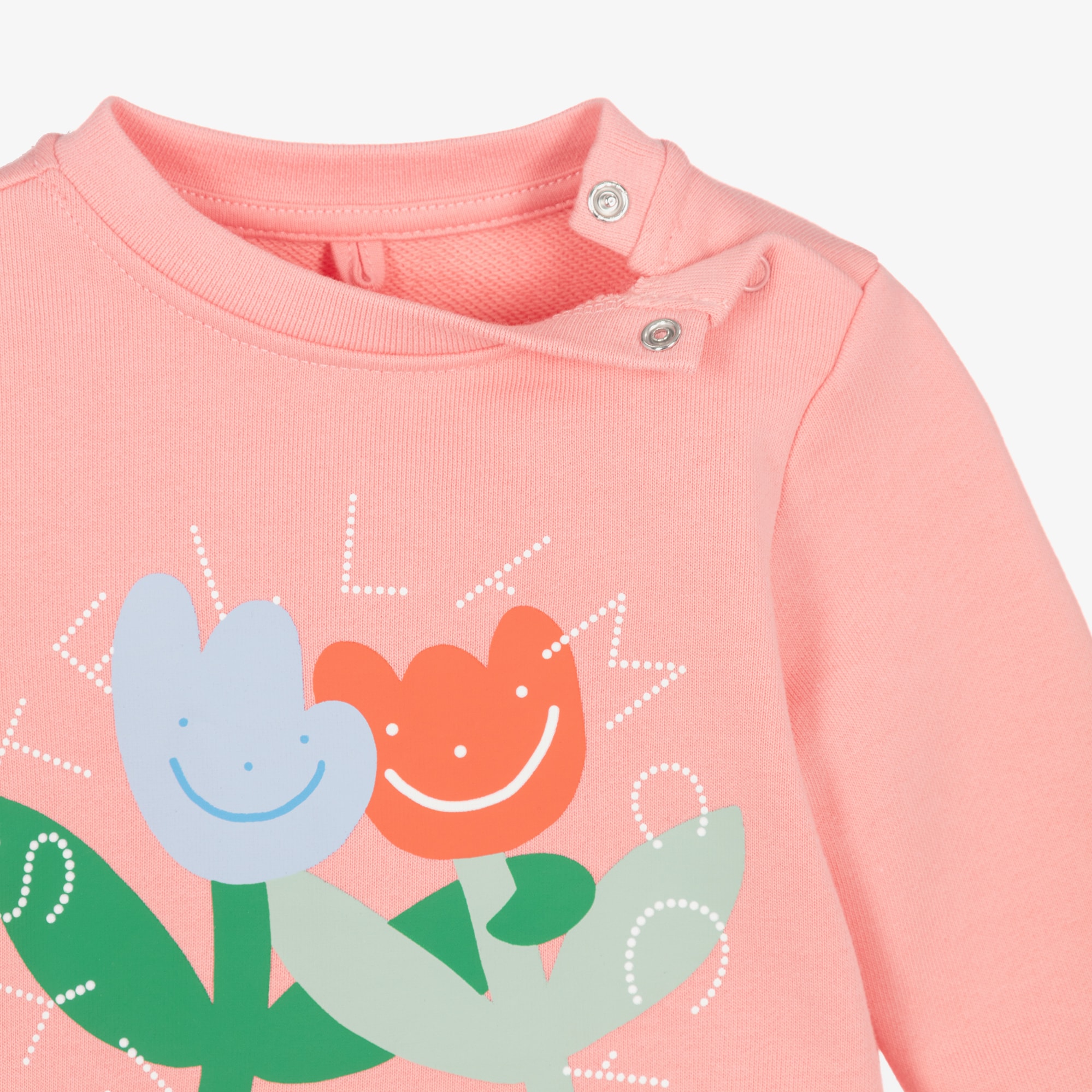 Girls Pink Cotton Sweatshirt with Tulip Logo Design - View 3