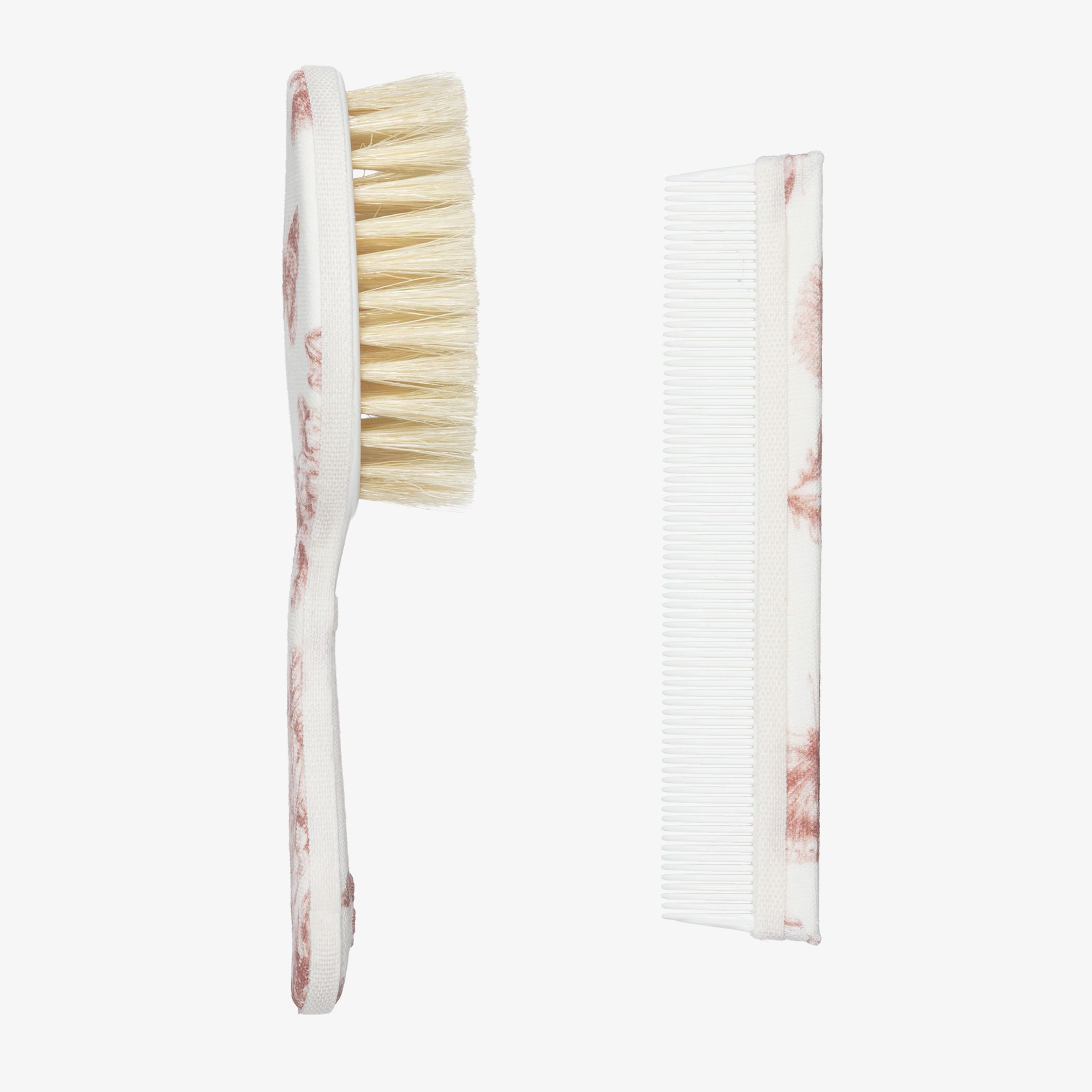 Baby Girls Grey Toile De Jouy Brush & Comb Set - View 2