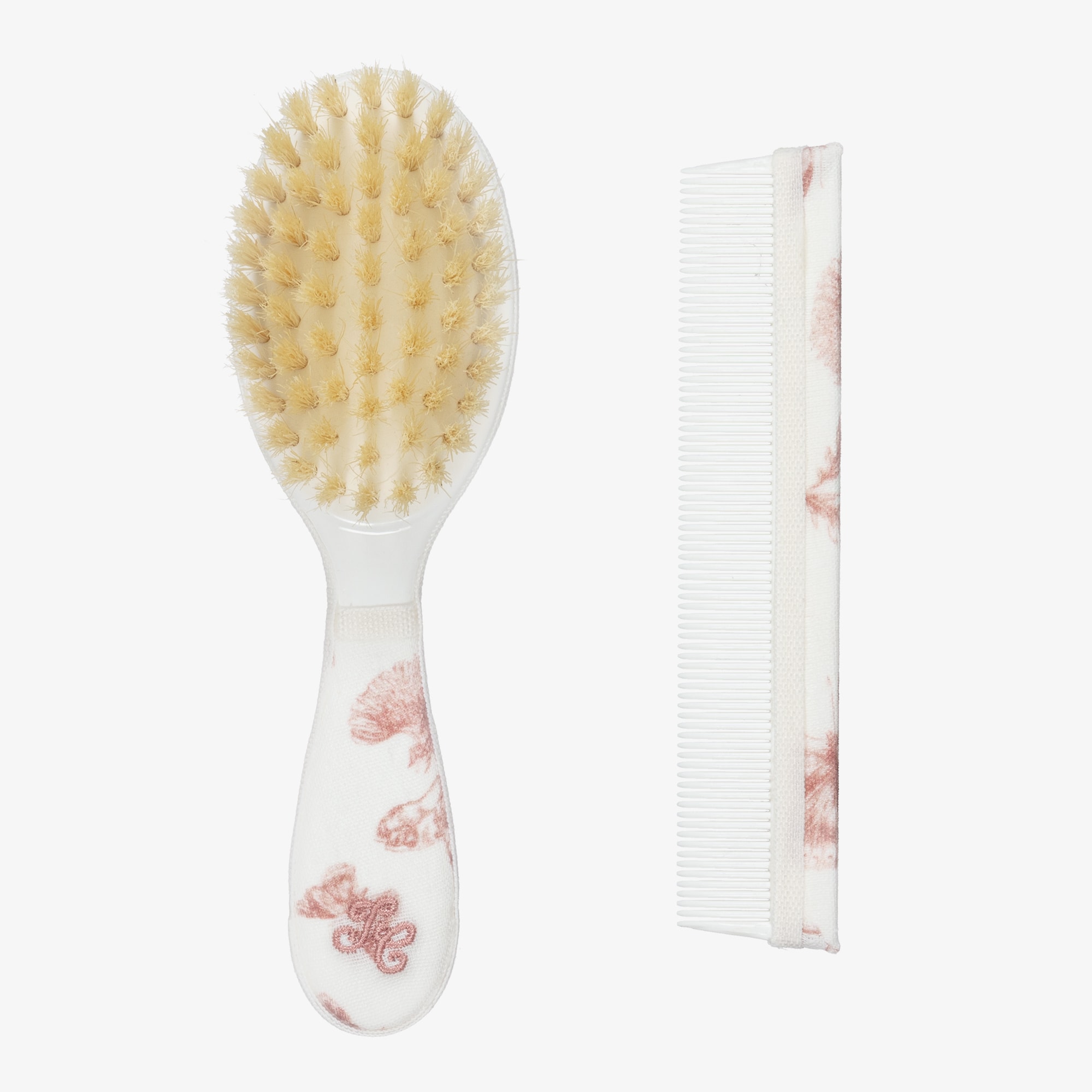 Baby Girls Grey Toile De Jouy Brush & Comb Set - View 3