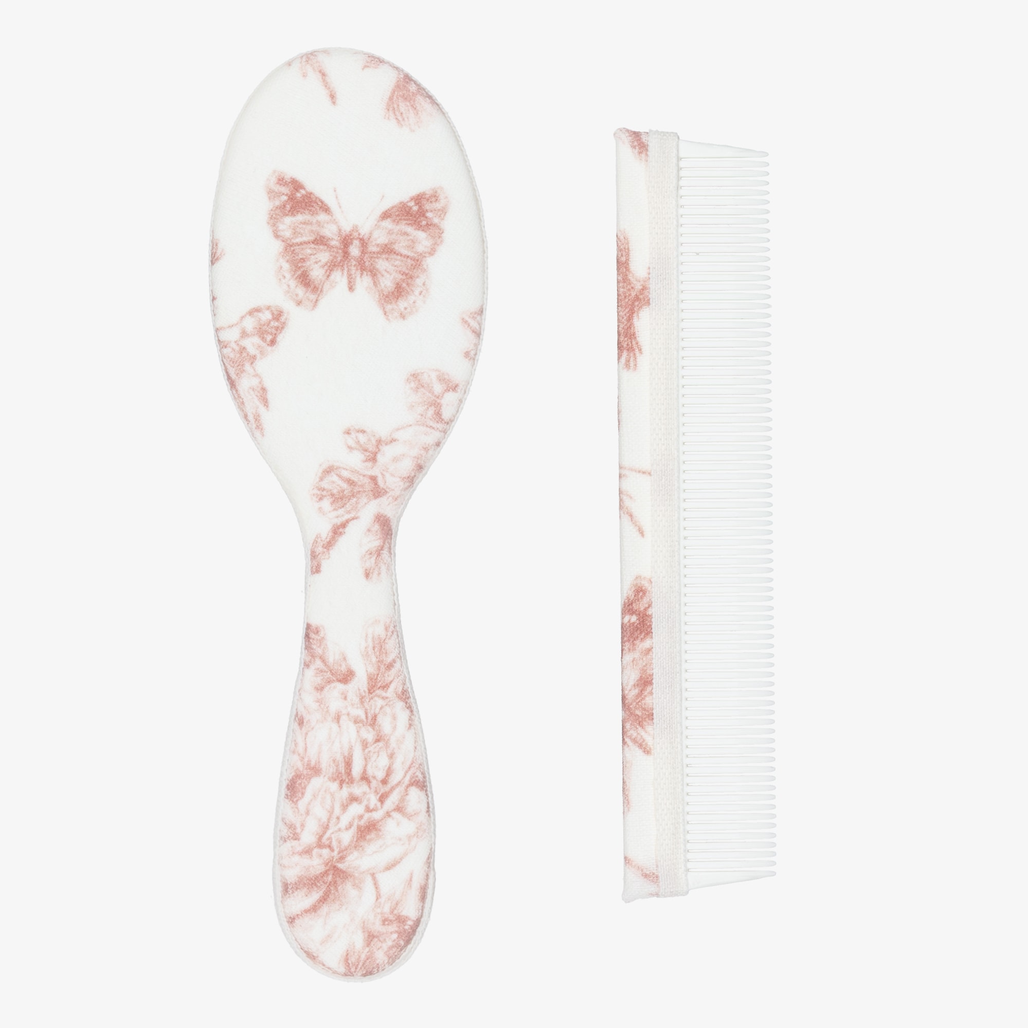 Baby Girls Grey Toile De Jouy Brush & Comb Set - View 4