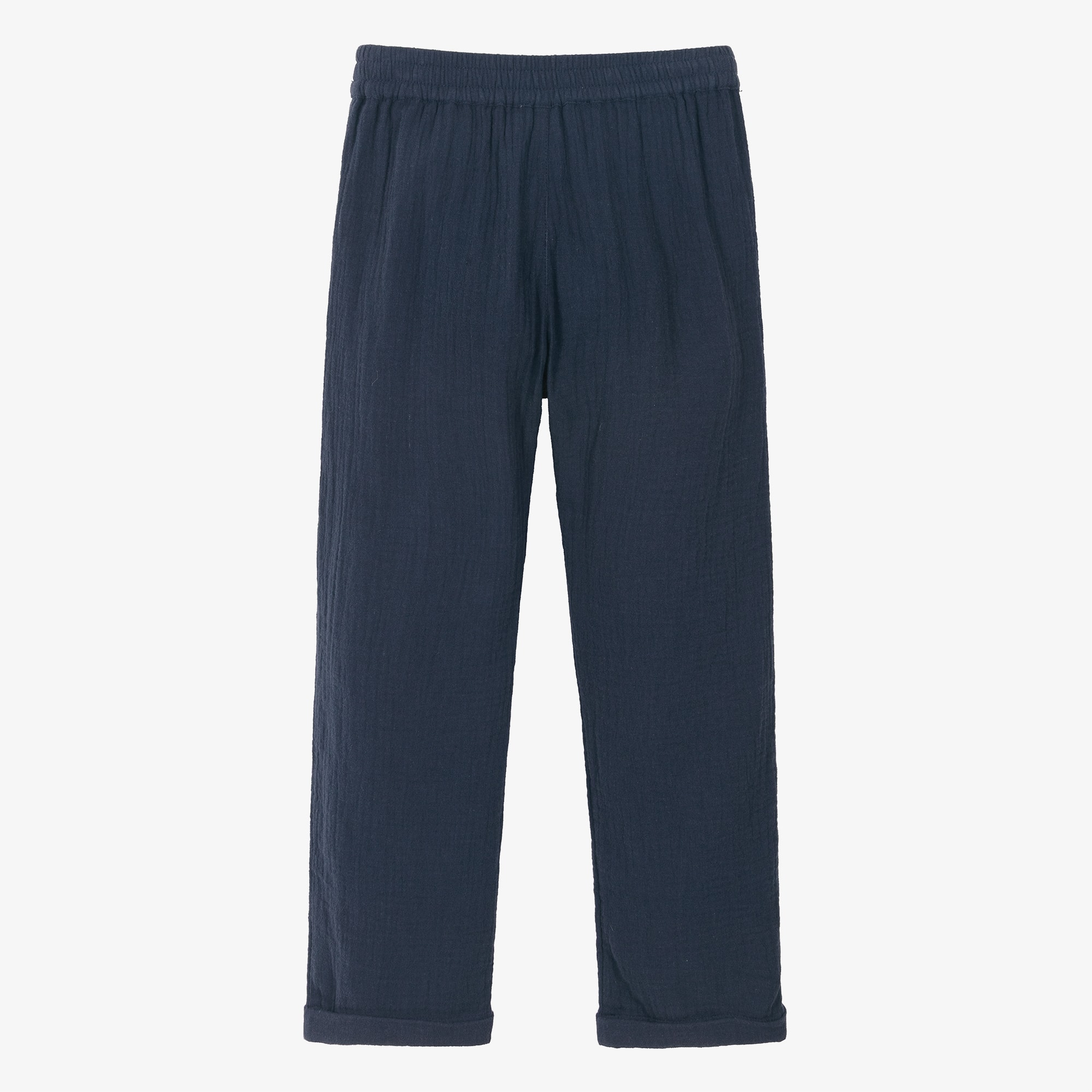 Boys Navy Blue Cotton Muslin Trousers - View 3