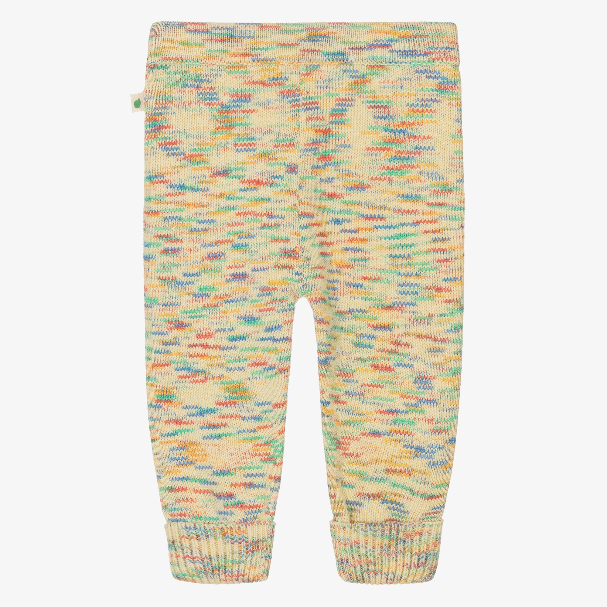 Ivory Organic Cotton Knit Trousers with Colourful Pattern - View 2