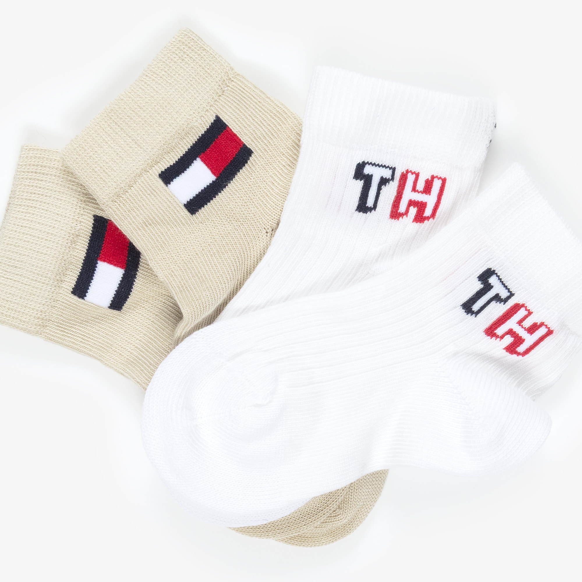 Baby Boys Beige & White Logo Ankle Socks (2 Pack) - View 3