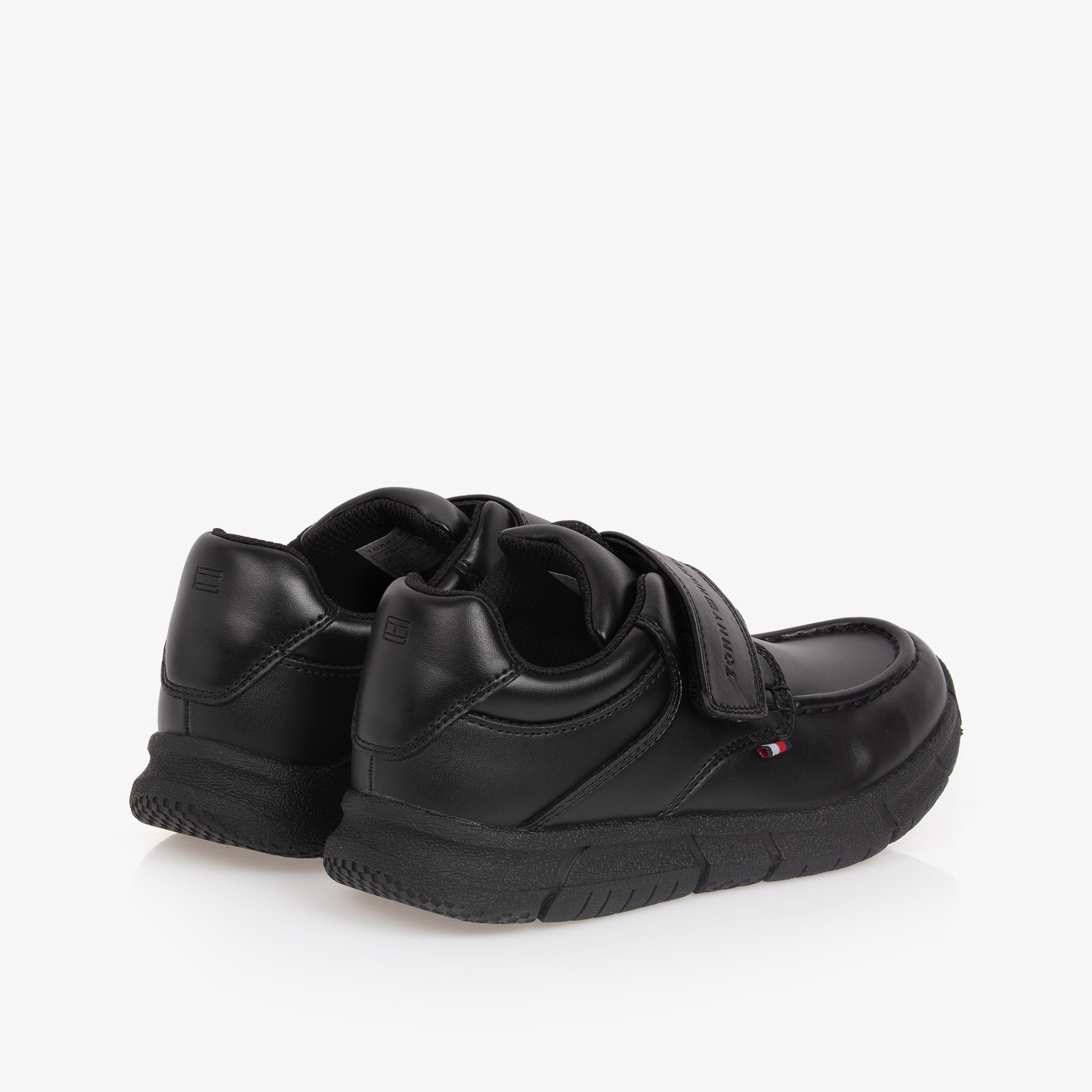 Boys Black Faux Leather Velcro Shoes - View 2
