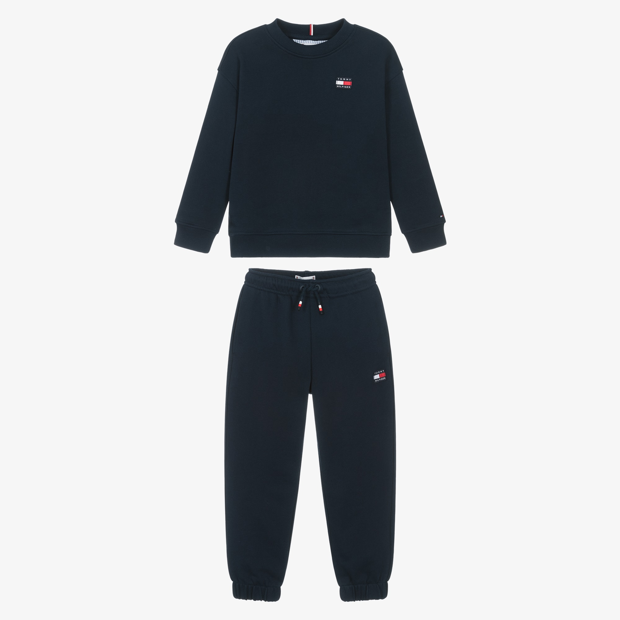 Boys Navy Blue Cotton Tracksuit with Heritage Flag Logo - View 2
