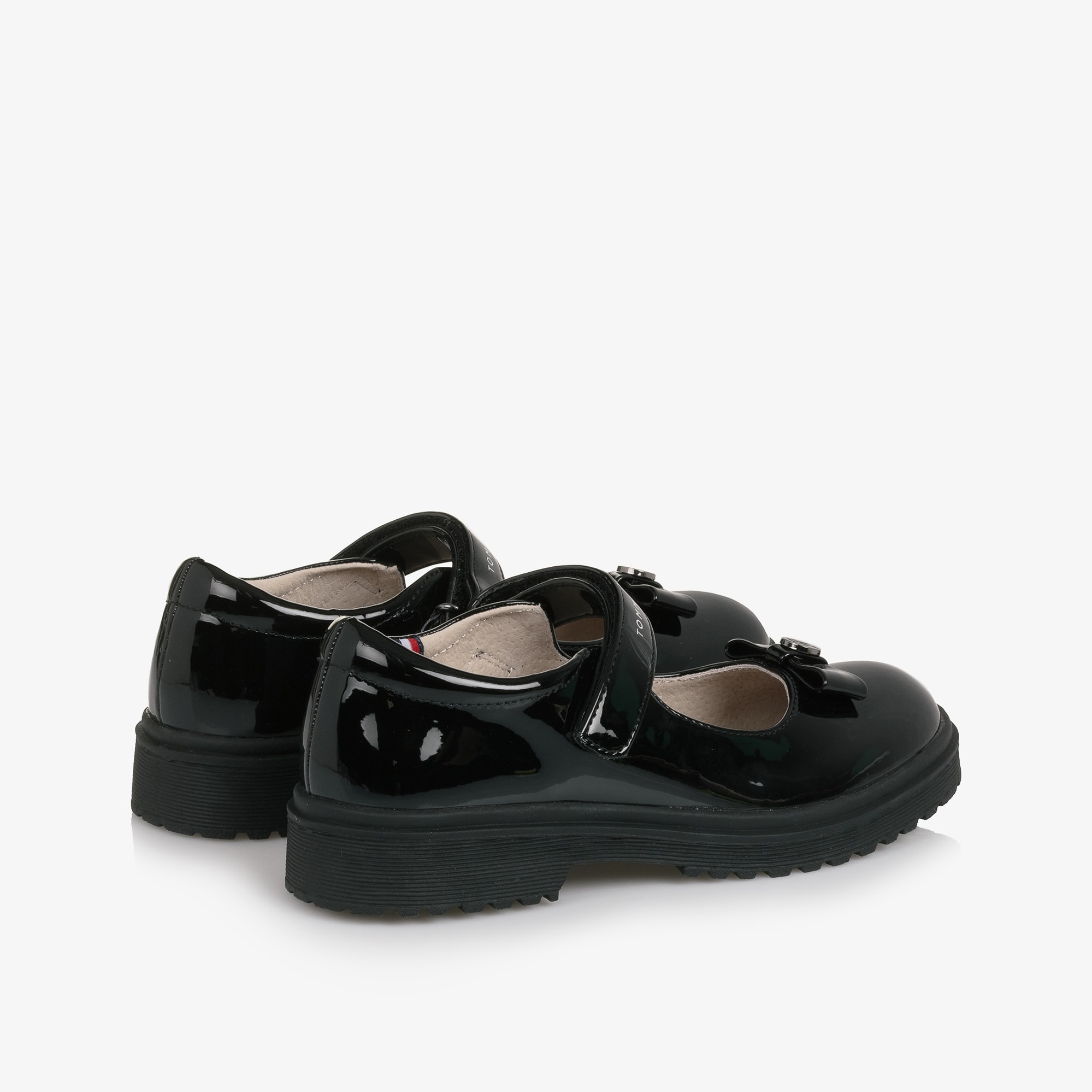 Girls Black Patent Velcro Shoes - View 2