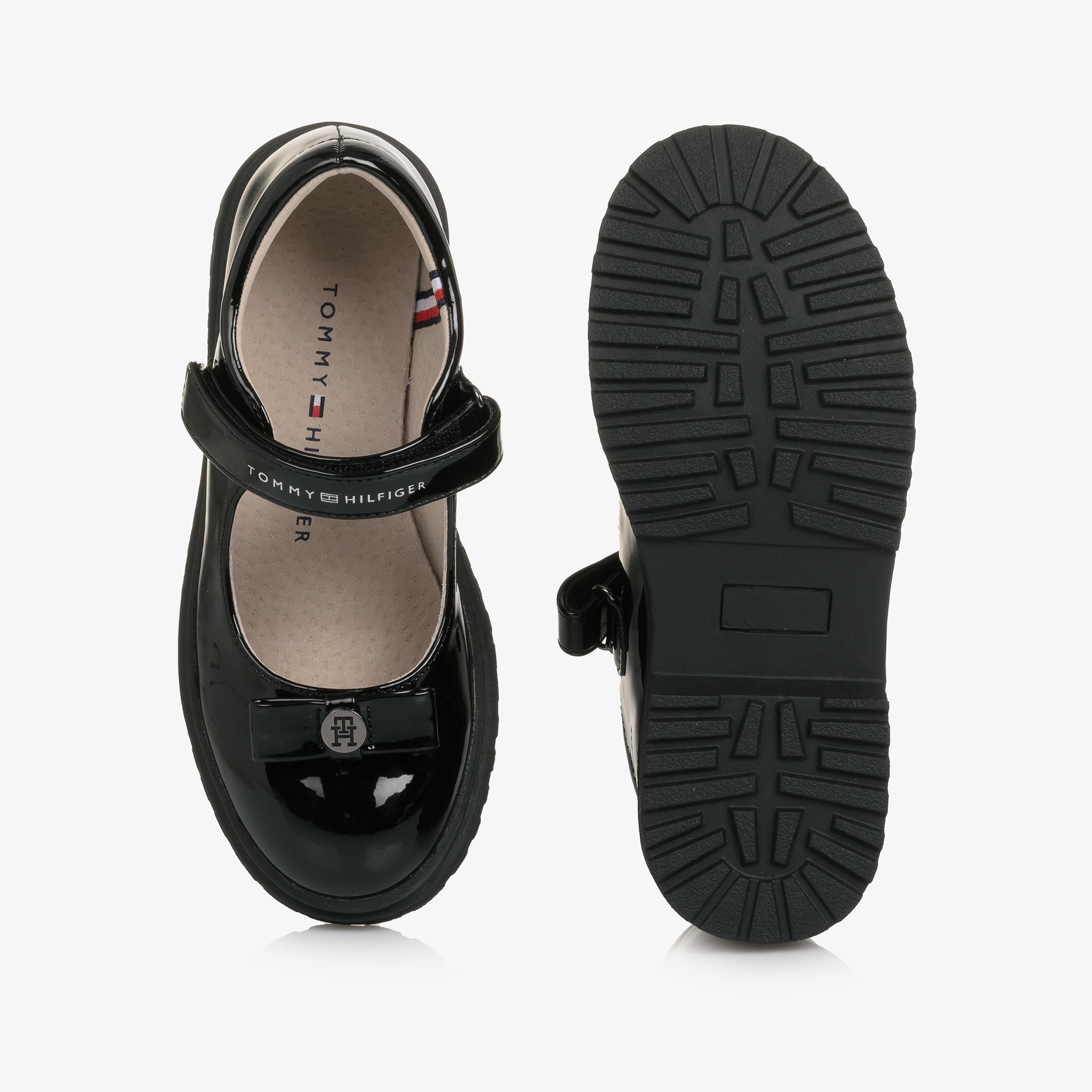 Girls Black Patent Velcro Shoes - View 3