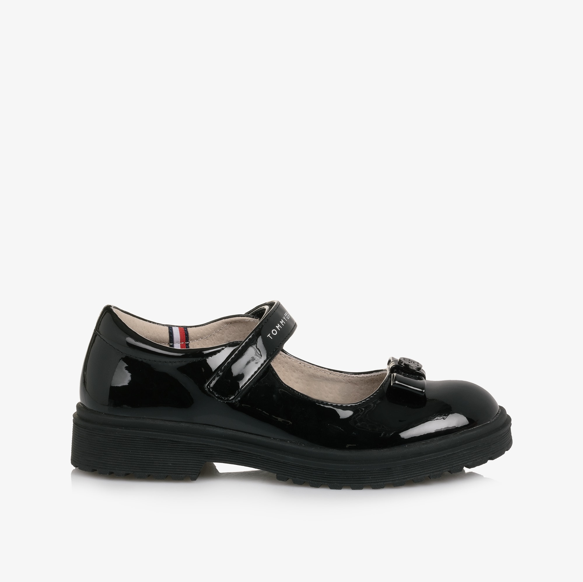 Girls Black Patent Velcro Shoes - View 4