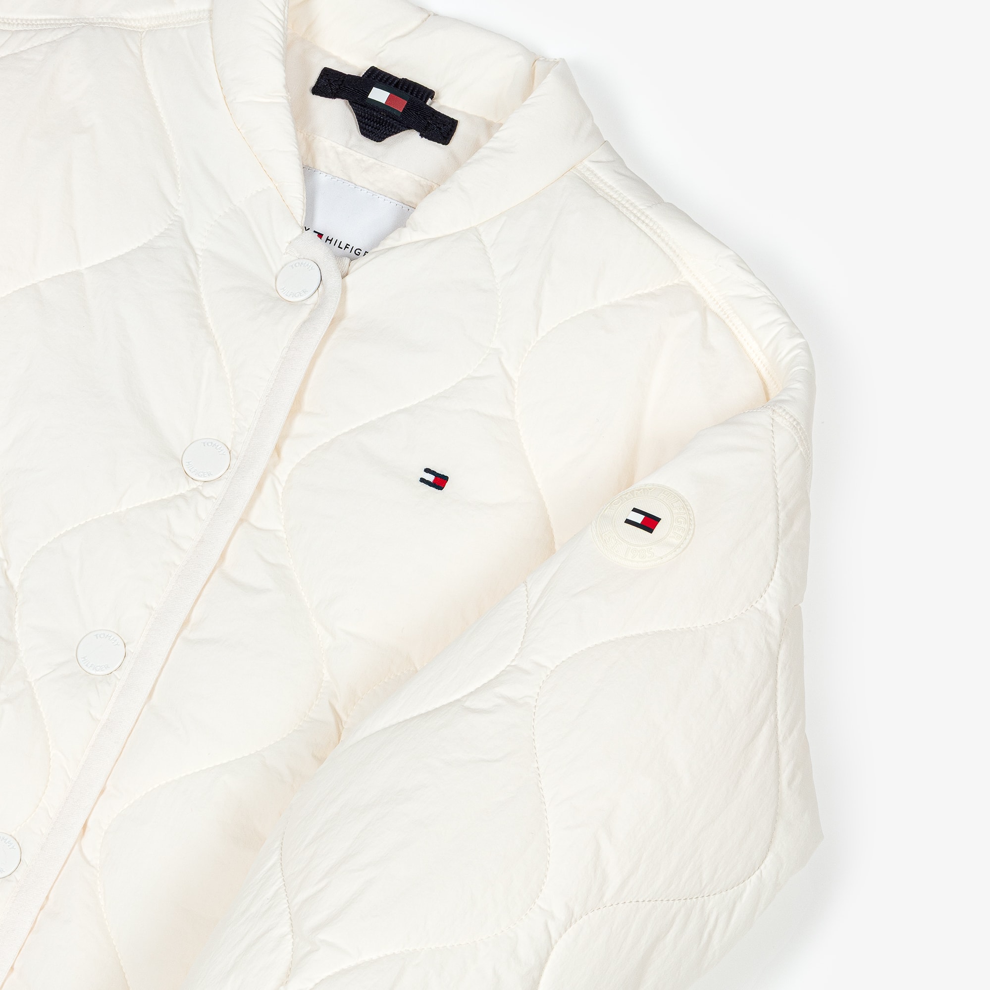 Girls Ivory Quilted Jacket with Pockets - View 4