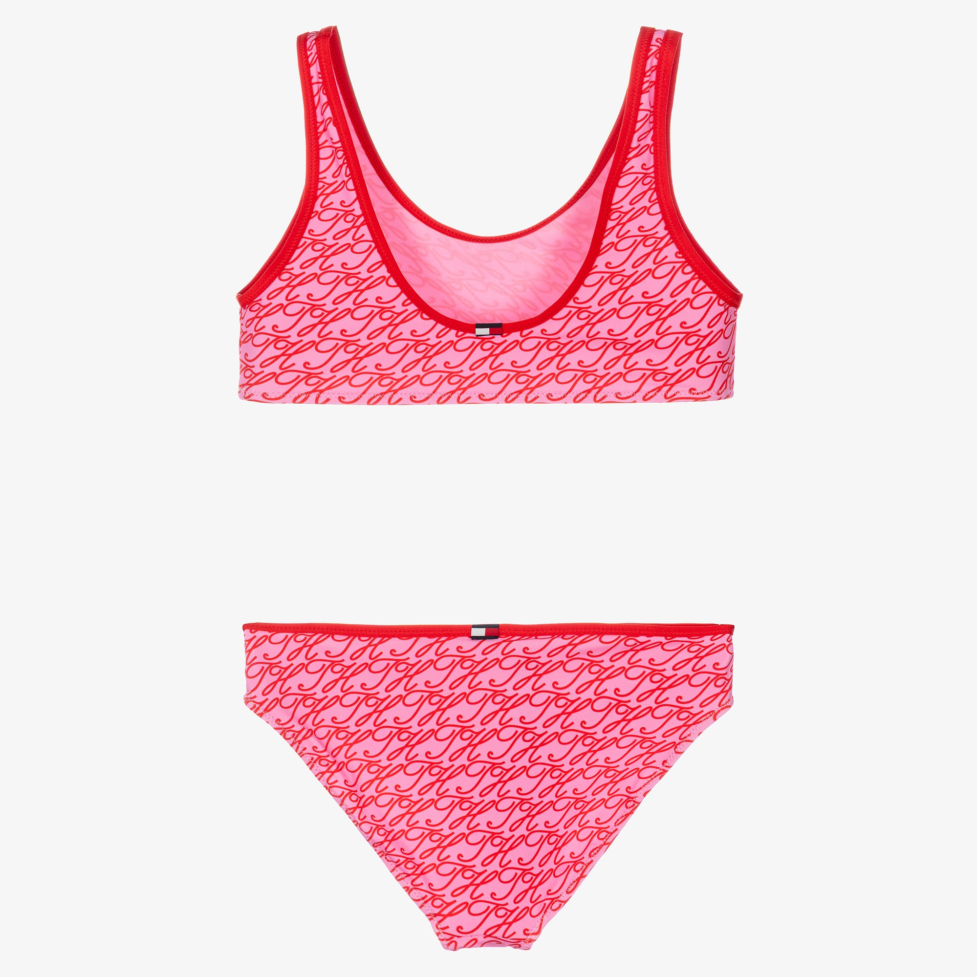 Girls Pink & Red Script Logo Bikini - View 2