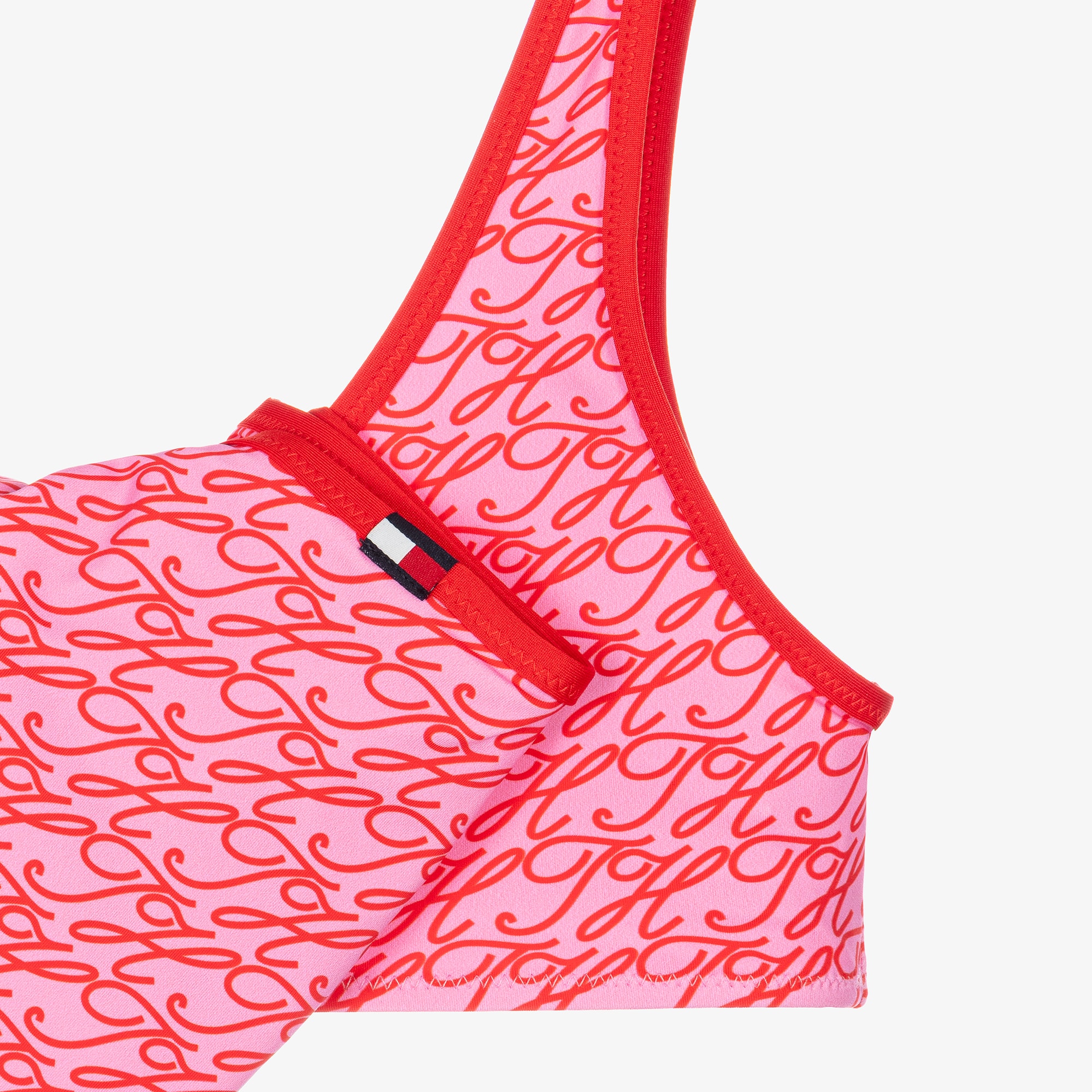 Girls Pink & Red Script Logo Bikini - View 3