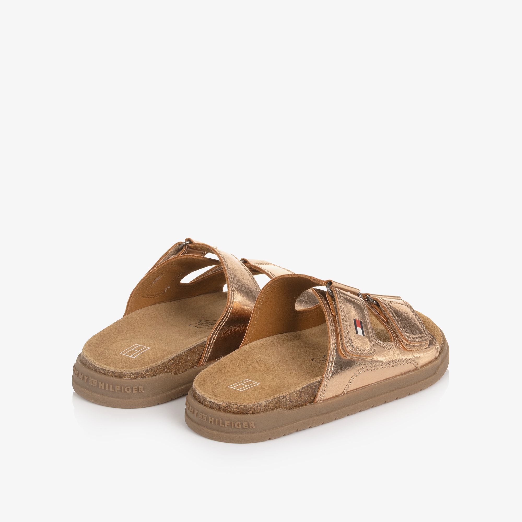 Girls Rose Gold Faux Leather Sliders - View 2