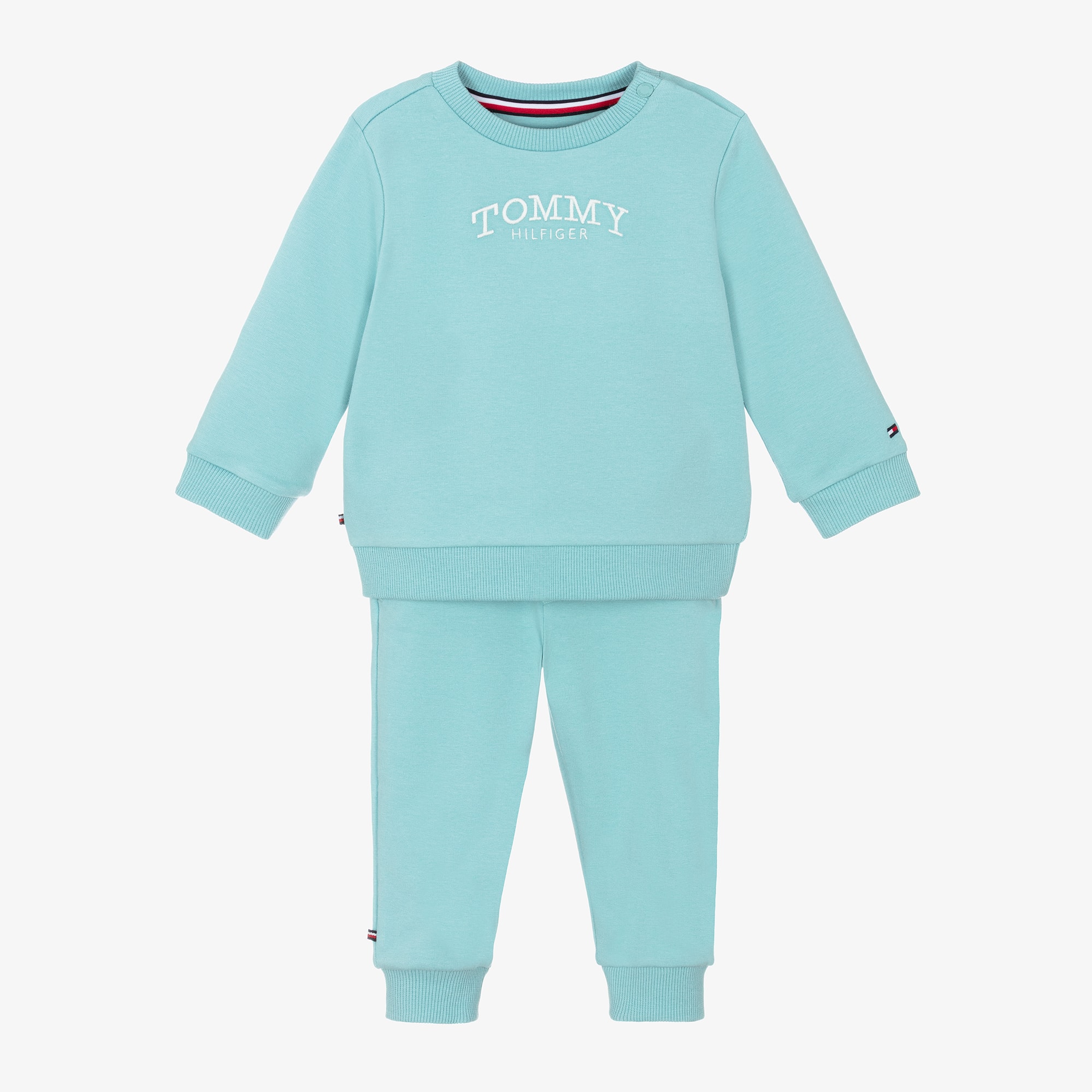 Navy Blue Cotton Embroidered Logo Tracksuit - View 1