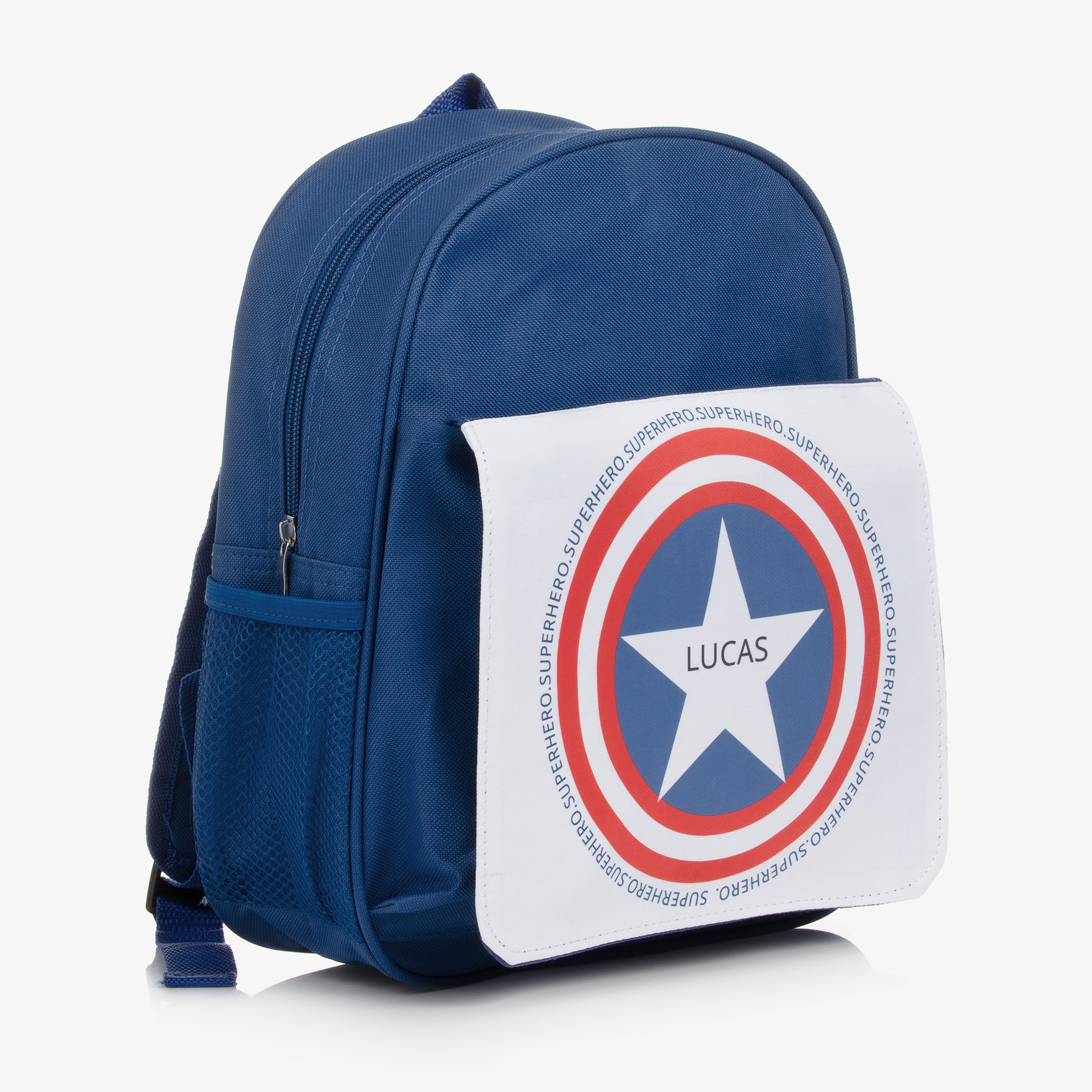 Blue Personalised Superhero Backpack (31cm) - View 3