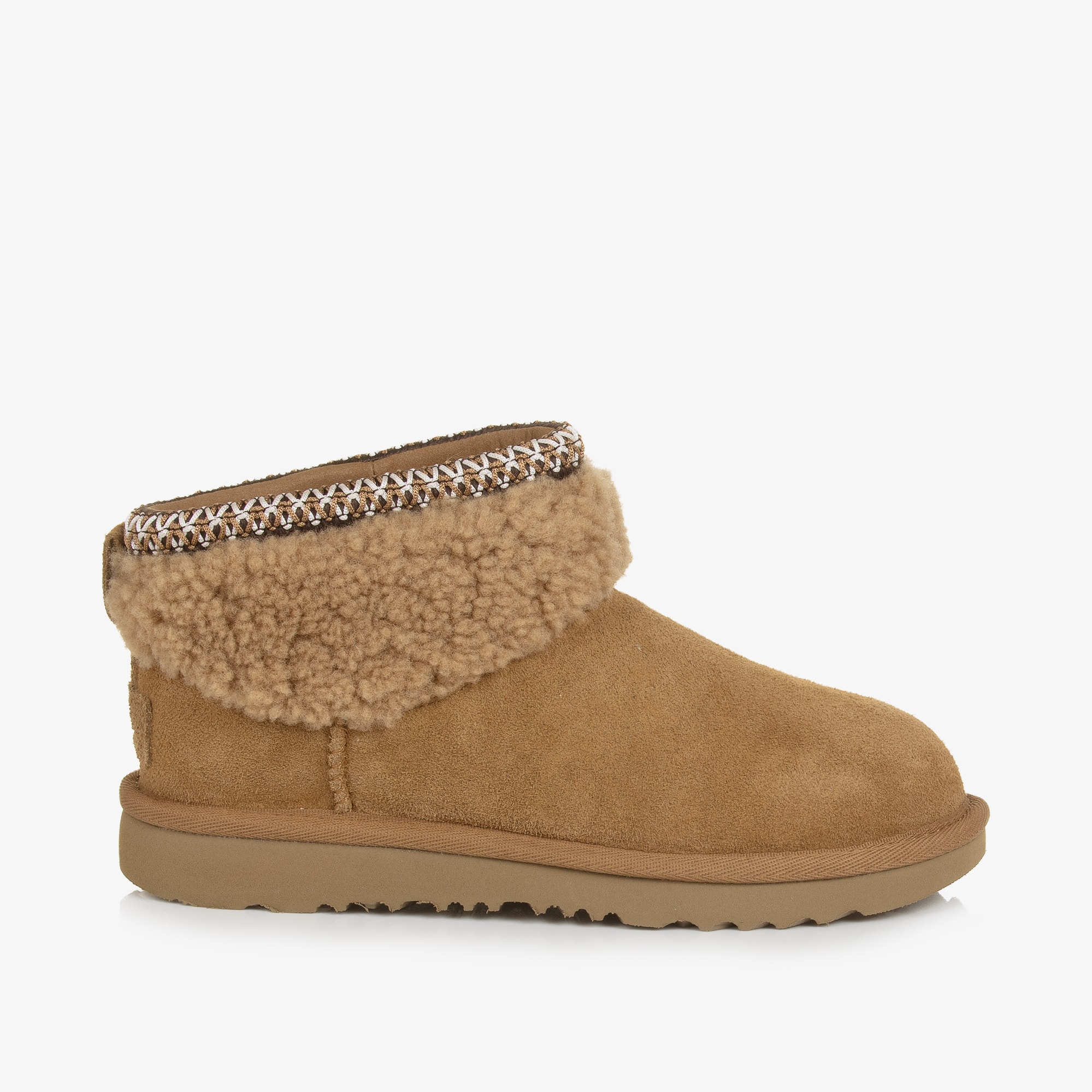 Chestnut Brown Suede Classic Ultra Mini Maxi Curly Boots - View 4