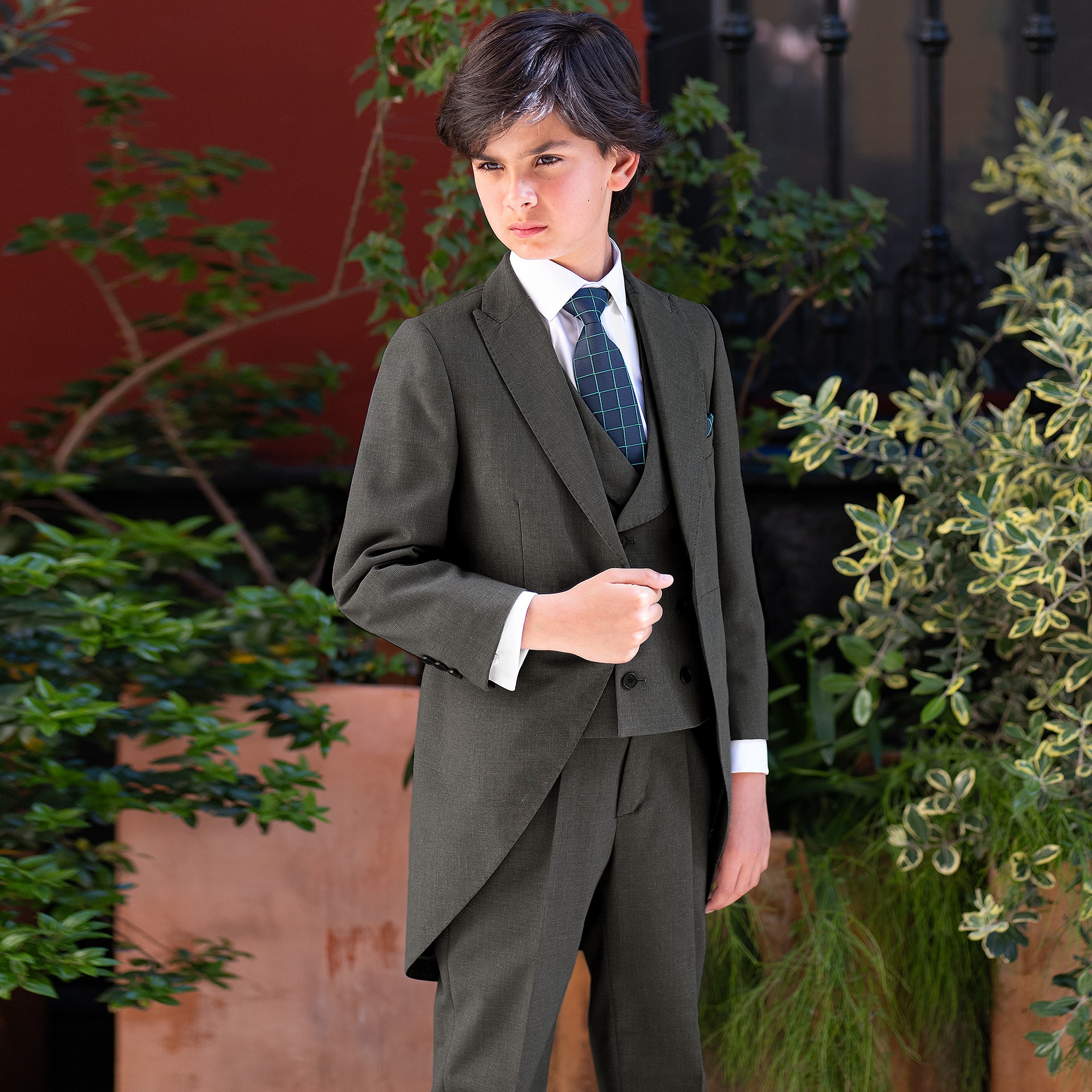 Boys Grey Tailcoat Suit - View 2